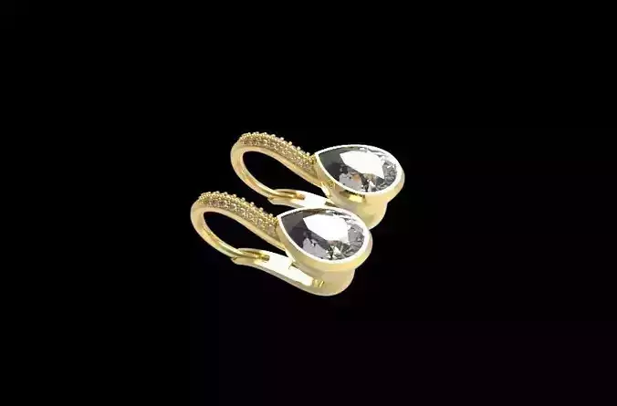 Diamond Pear Clam French Clips Earrings