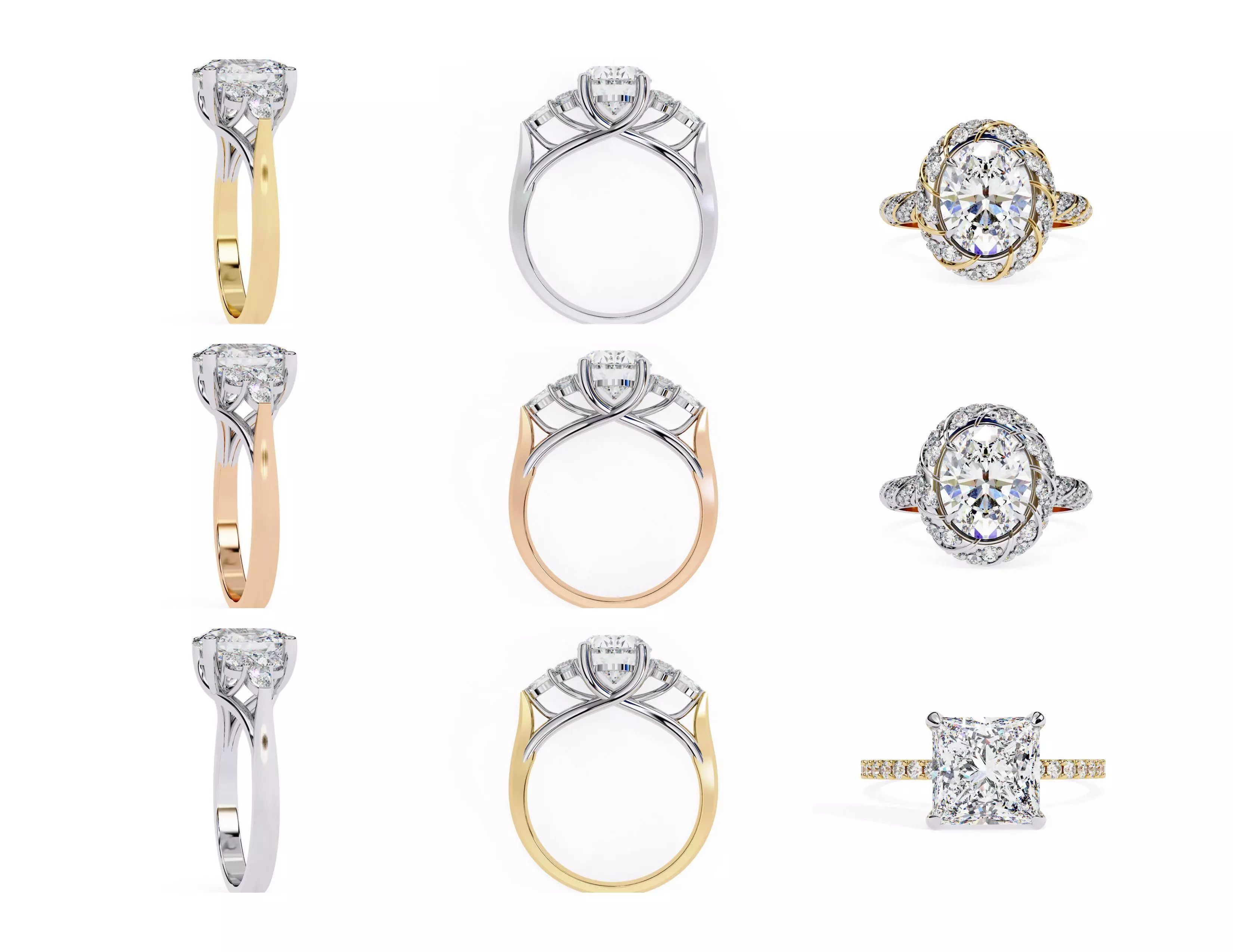 3D Diamond Rings Pack  60 Models 3D print model_30