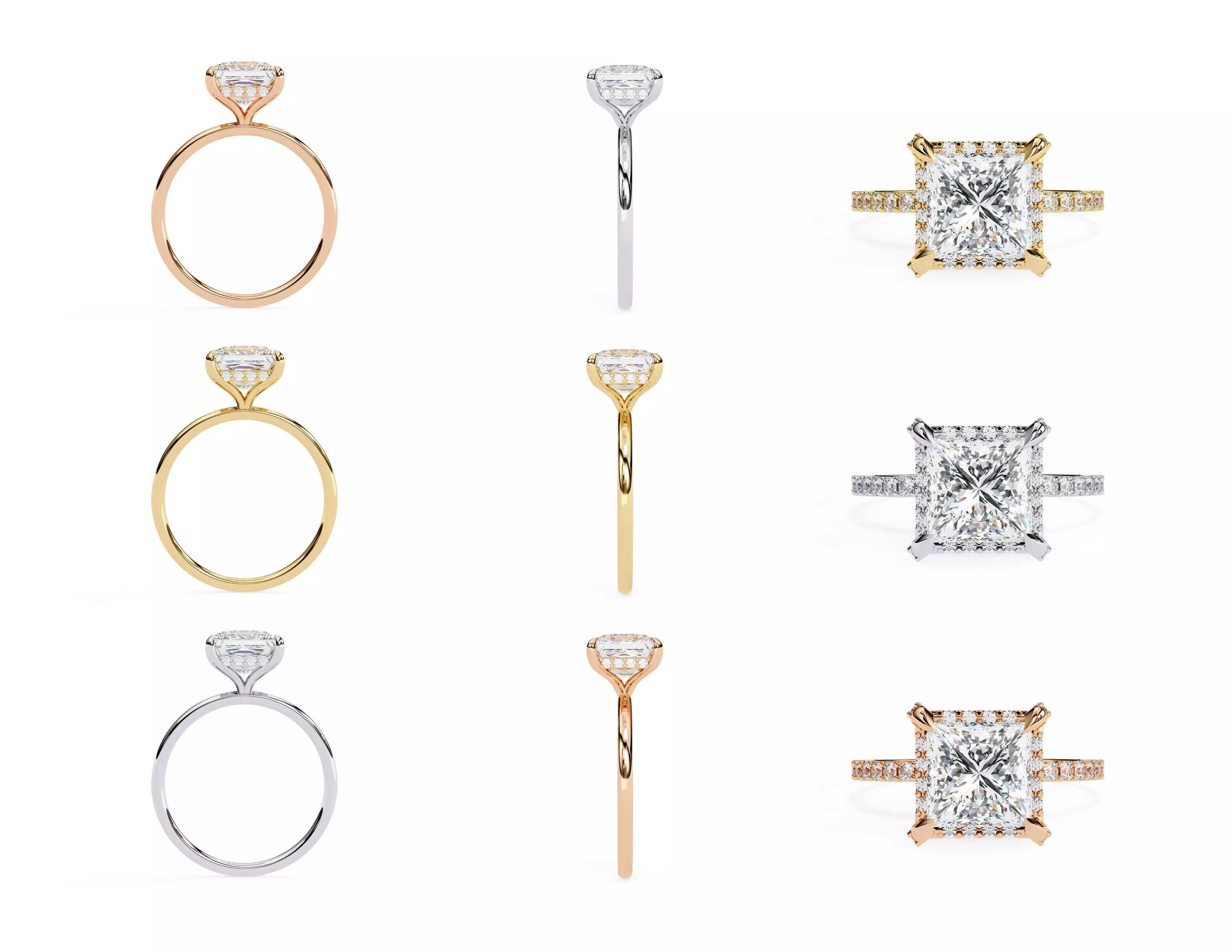 3D Diamond Rings Pack  60 Models 3D print model_2