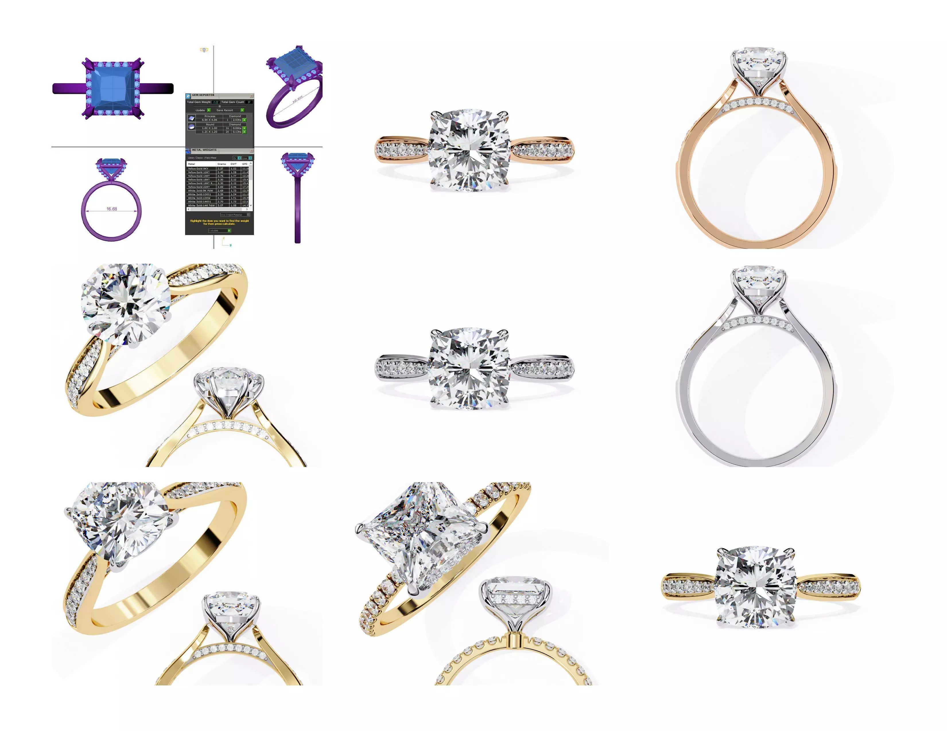 3D Diamond Rings Pack  60 Models 3D print model_34