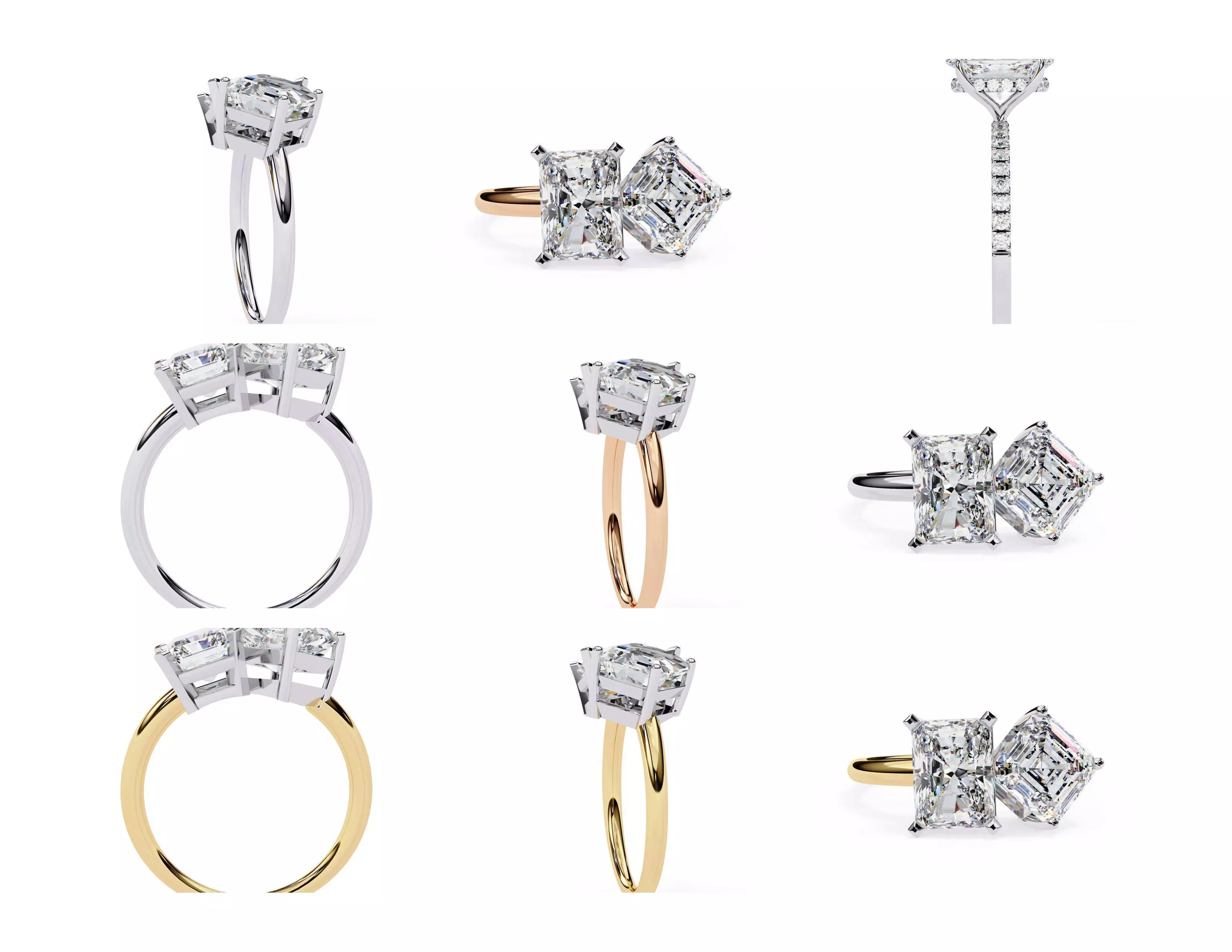 3D Diamond Rings Pack  60 Models 3D print model_23