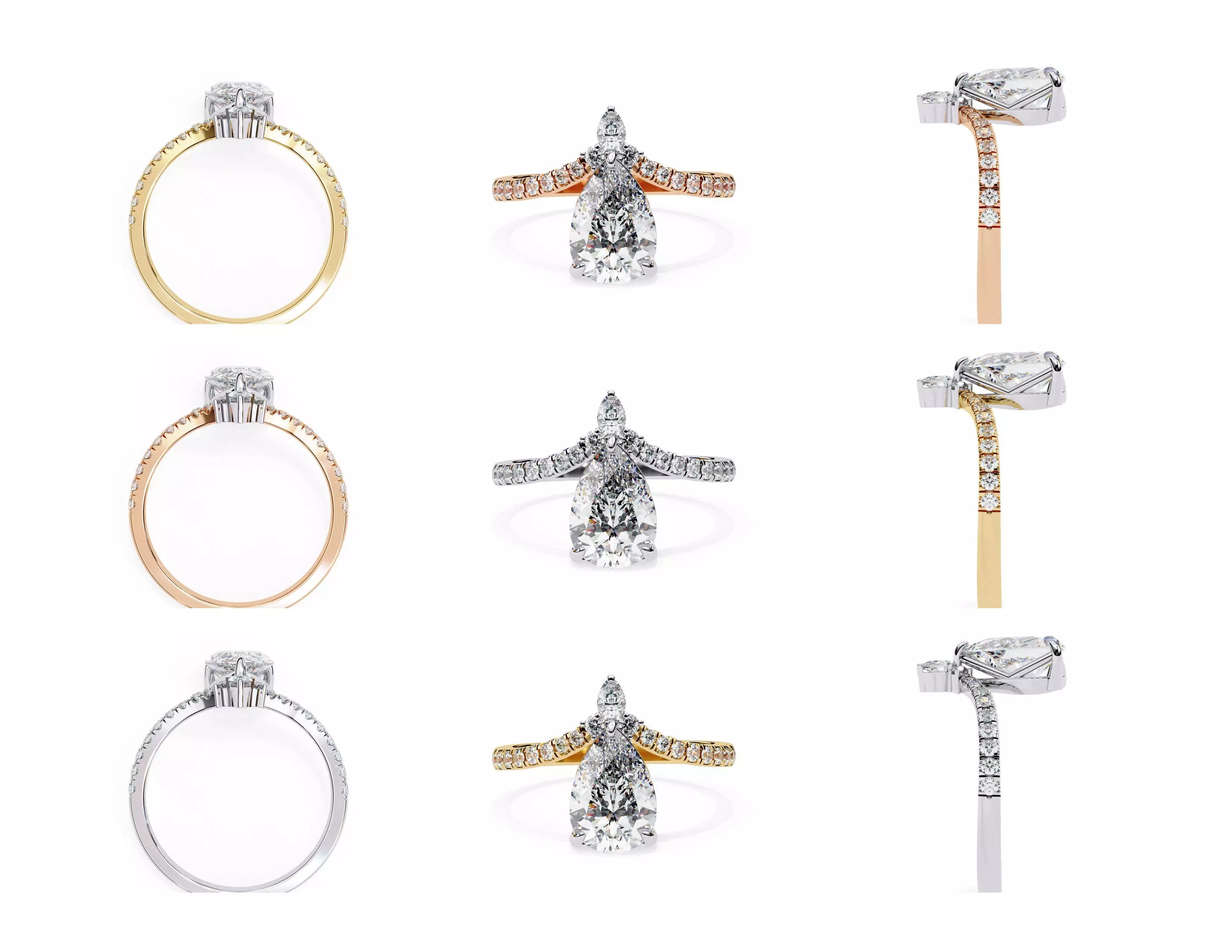 3D Diamond Rings Pack  60 Models 3D print model_28