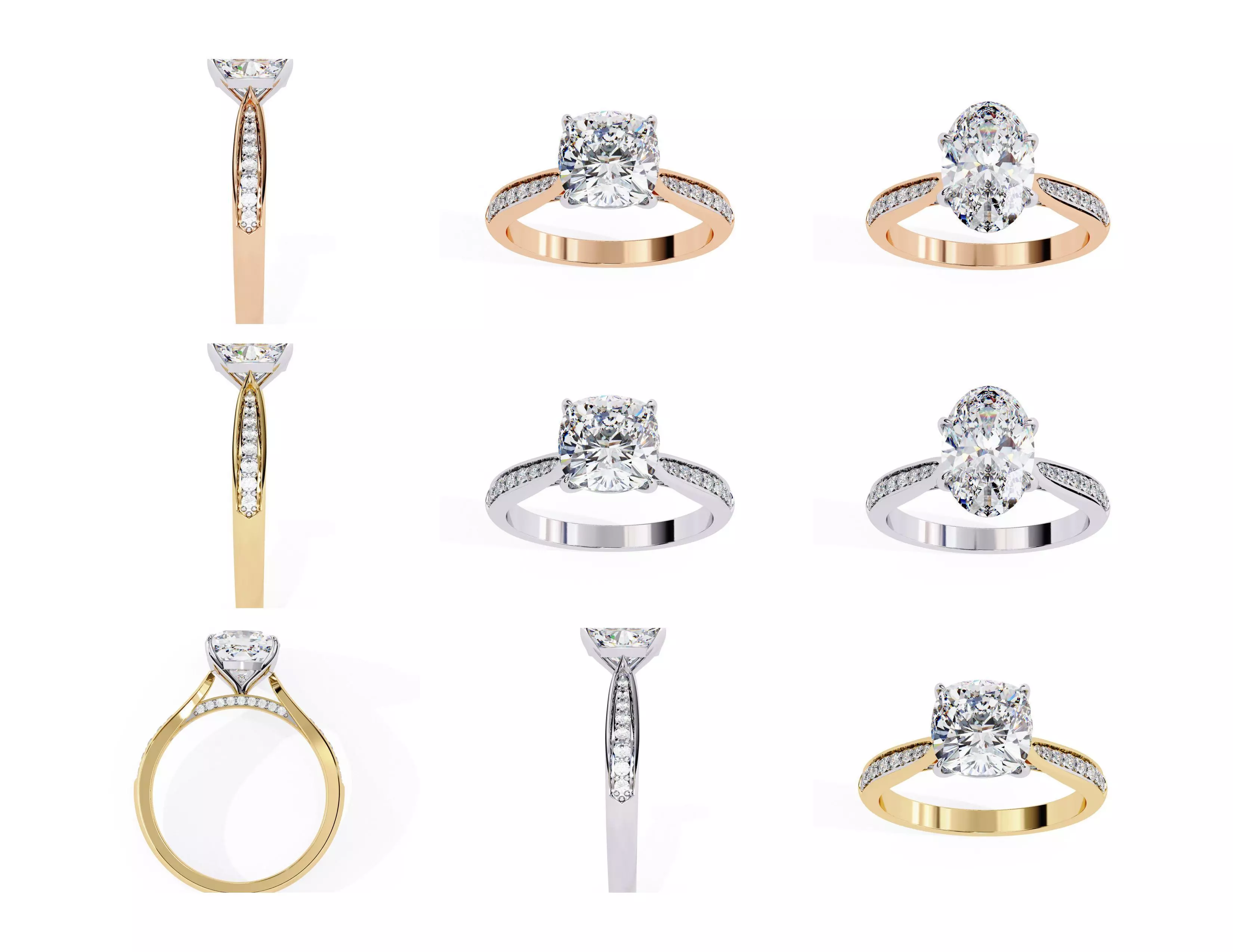 3D Diamond Rings Pack  60 Models 3D print model_35