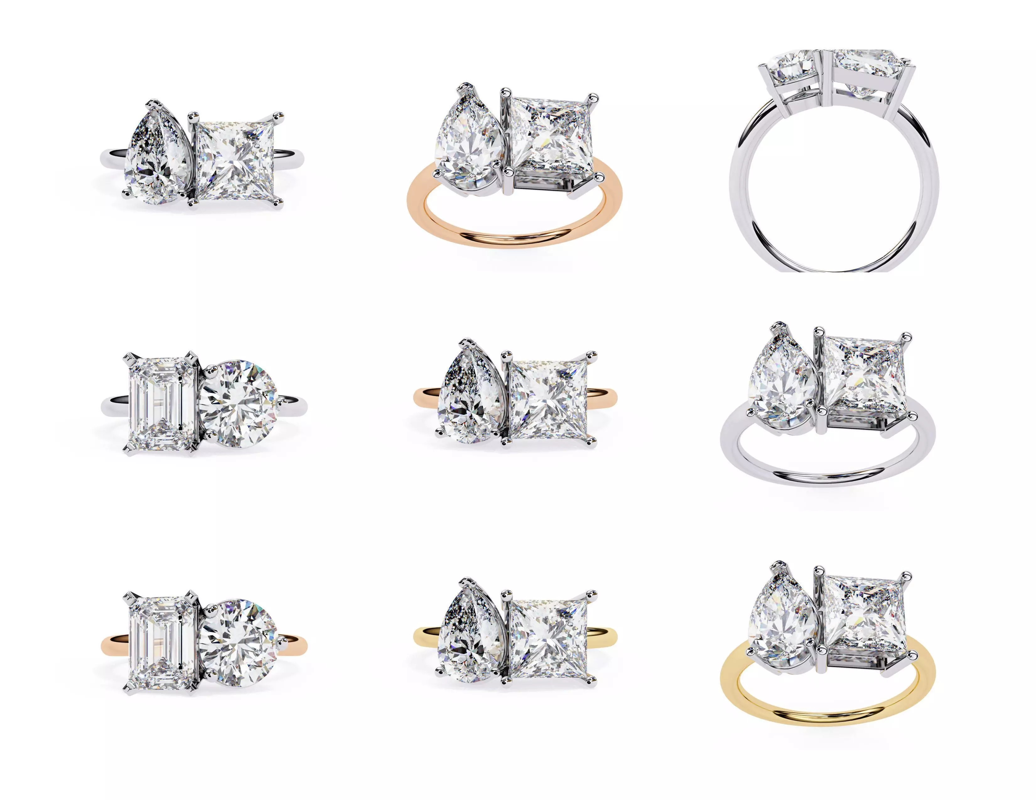 3D Diamond Rings Pack  60 Models 3D print model_21