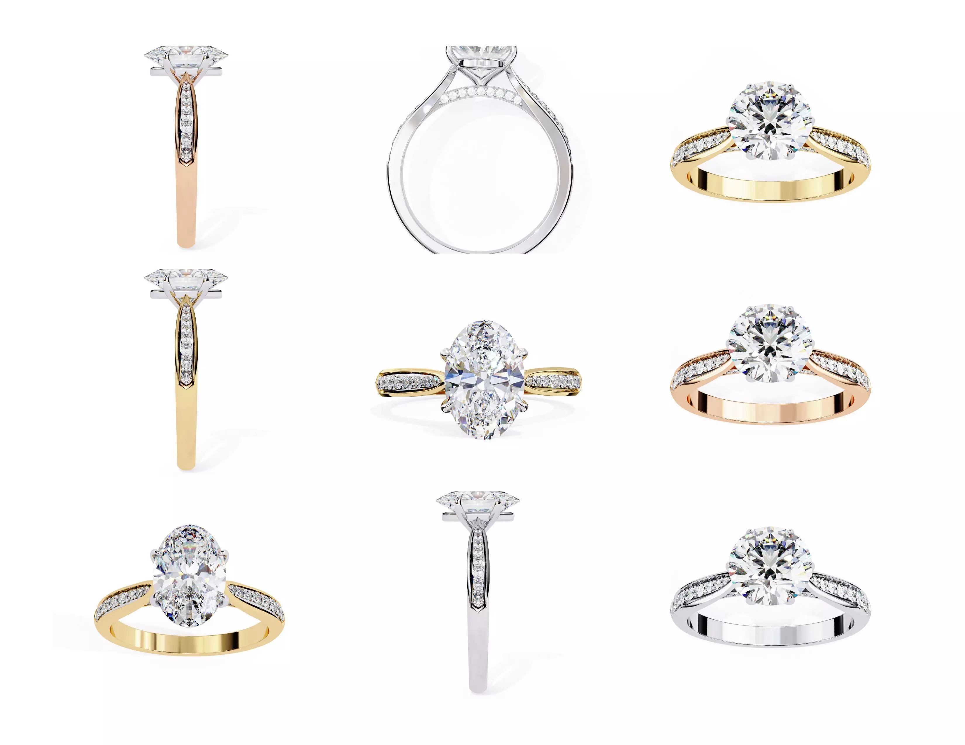 3D Diamond Rings Pack  60 Models 3D print model_36