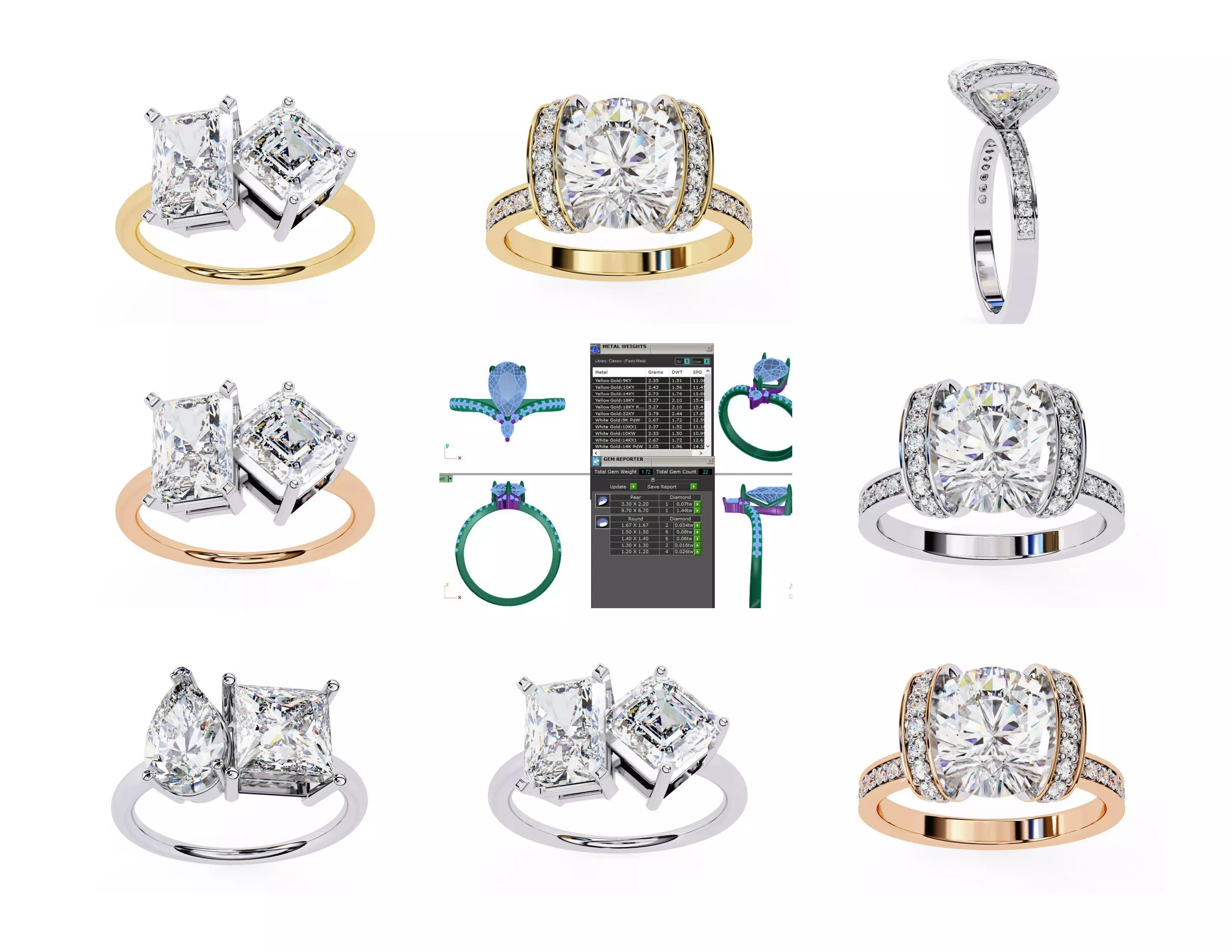 3D Diamond Rings Pack  60 Models 3D print model_11