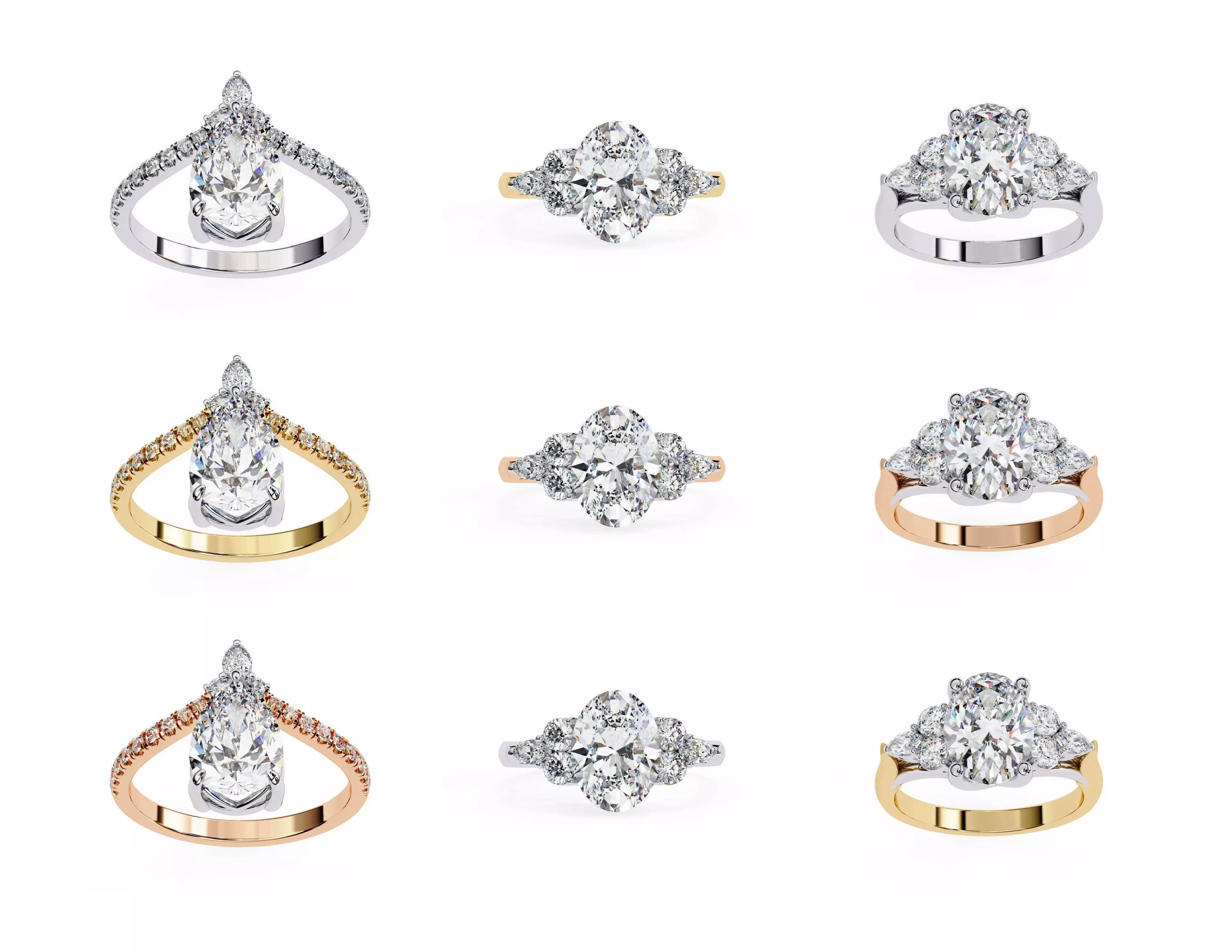 3D Diamond Rings Pack  60 Models 3D print model_29
