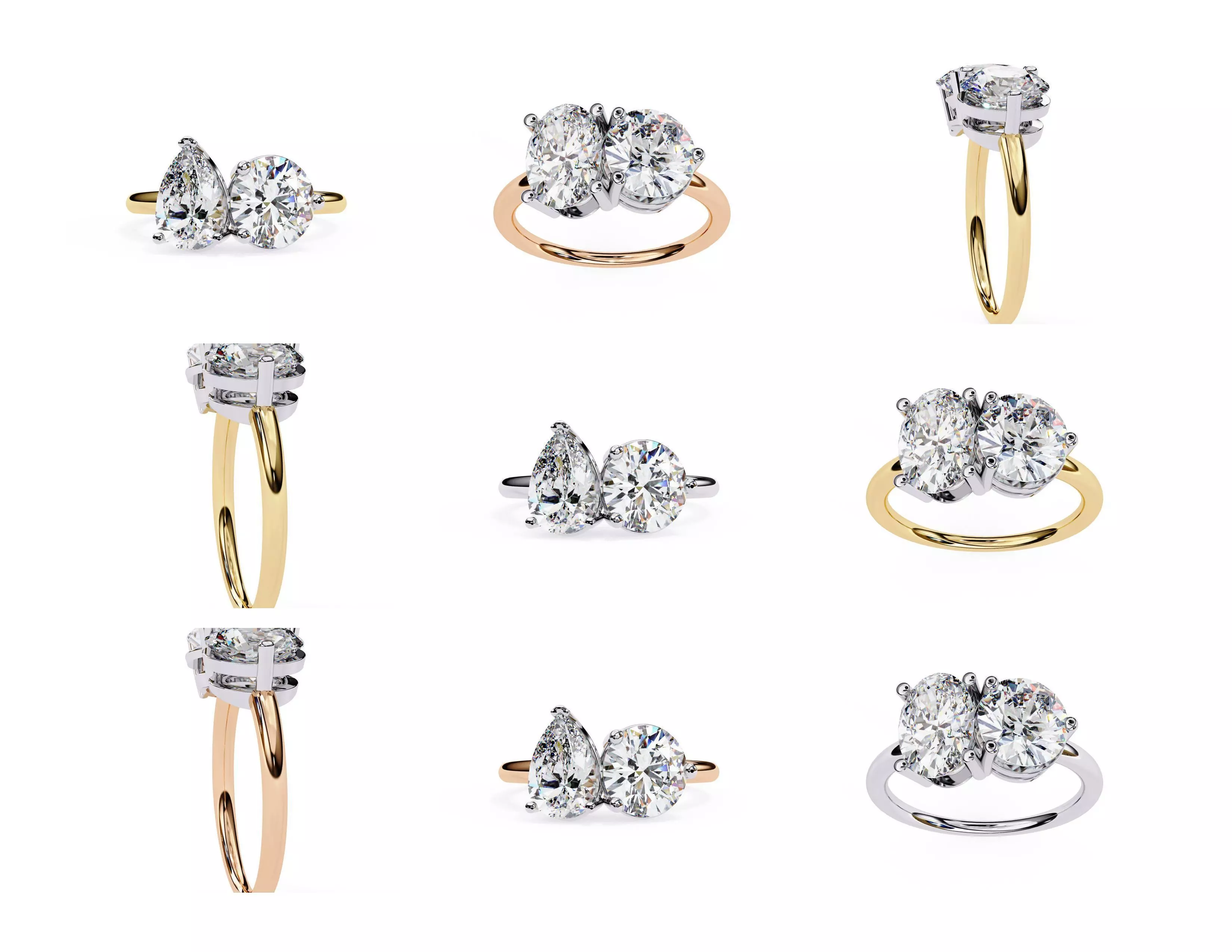 3D Diamond Rings Pack  60 Models 3D print model_18