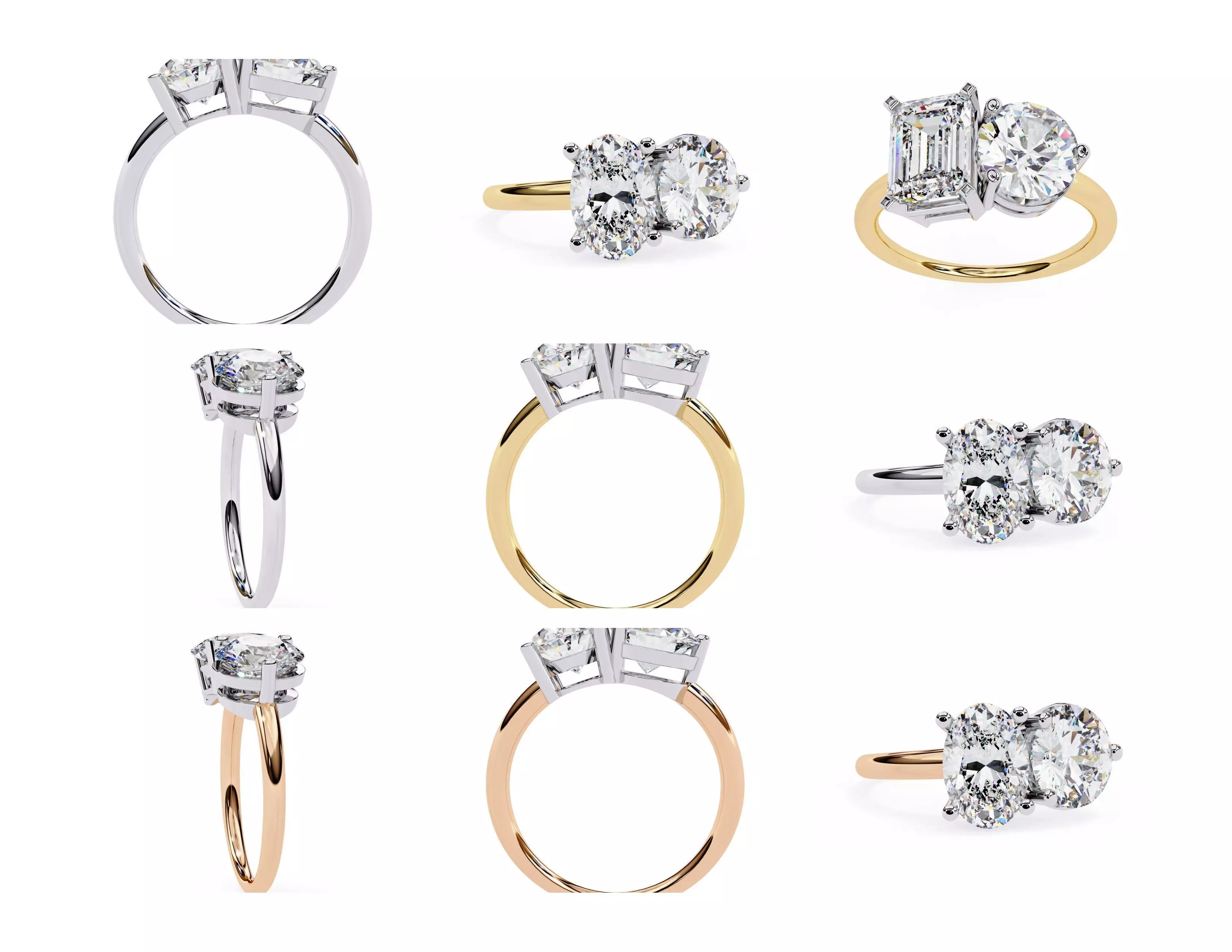 3D Diamond Rings Pack  60 Models 3D print model_19