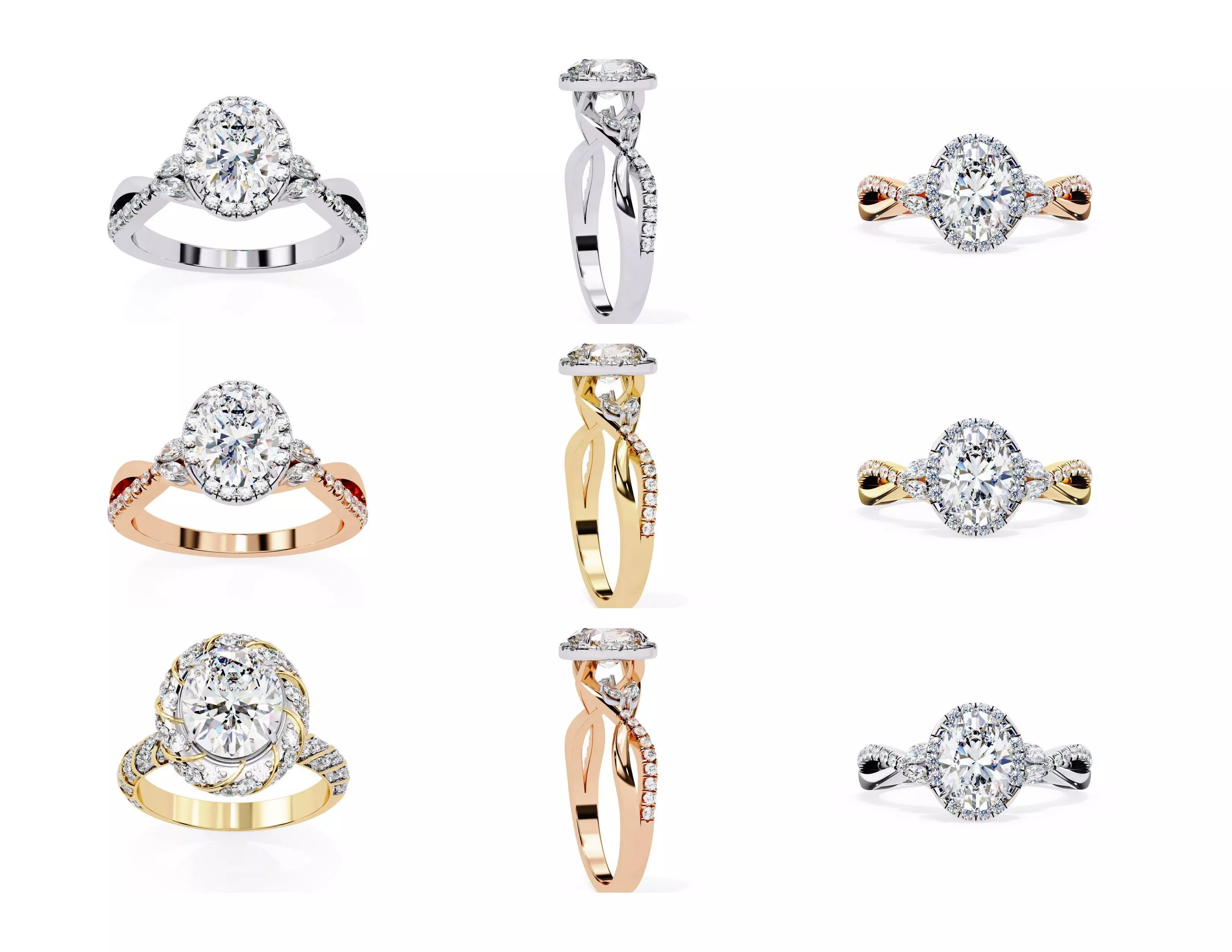 3D Diamond Rings Pack  60 Models 3D print model_32