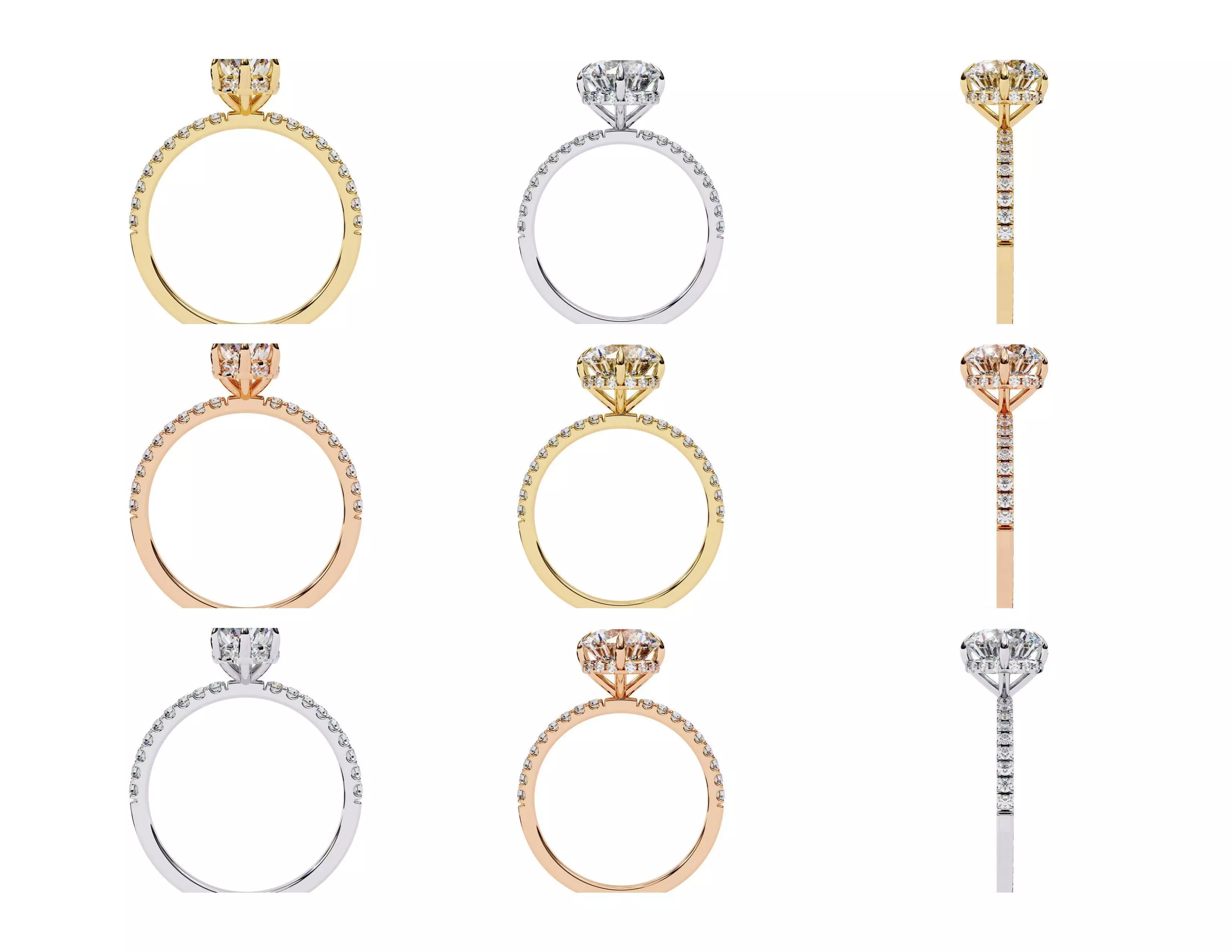 3D Diamond Rings Pack  60 Models 3D print model_7