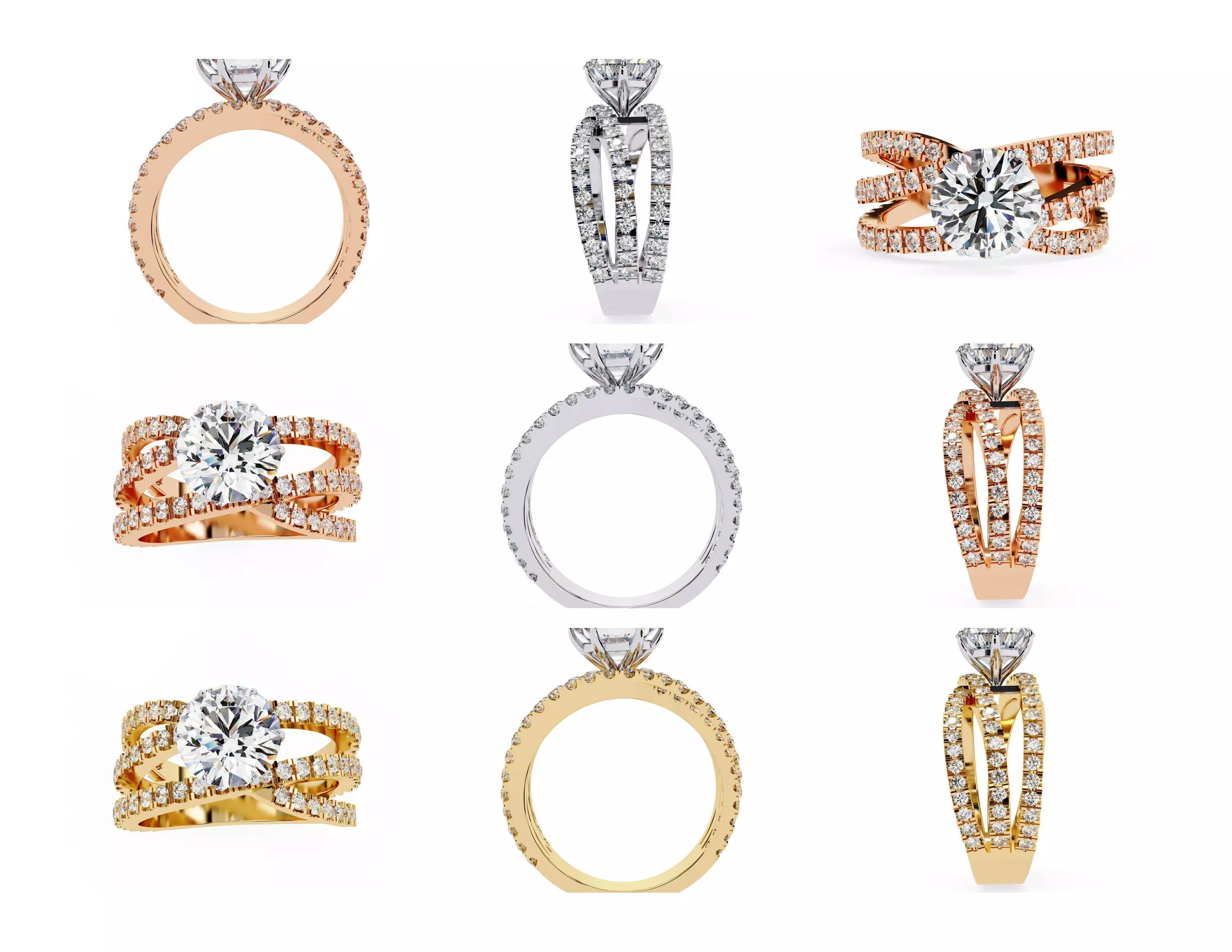 3D Diamond Rings Pack  60 Models 3D print model_13