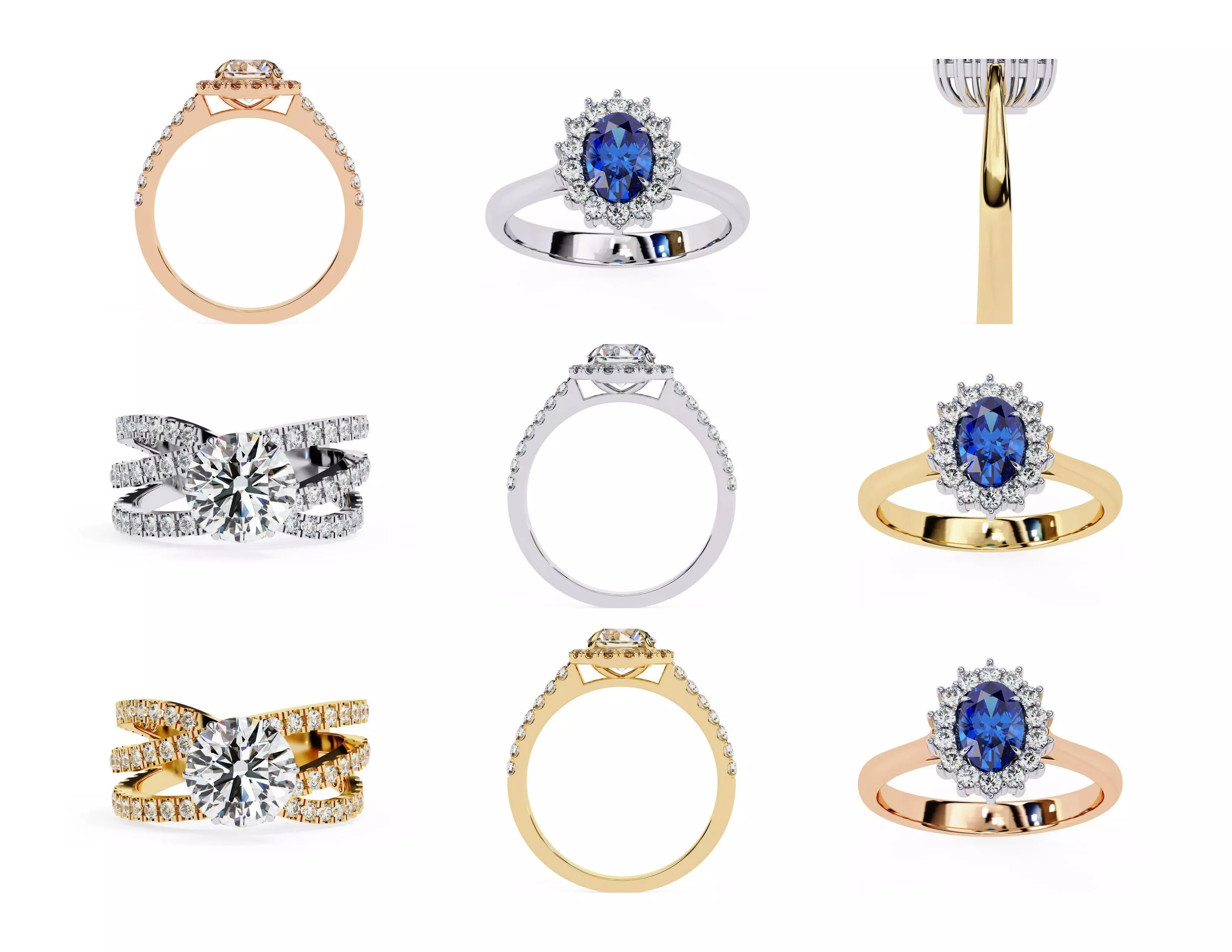 3D Diamond Rings Pack  60 Models 3D print model_14