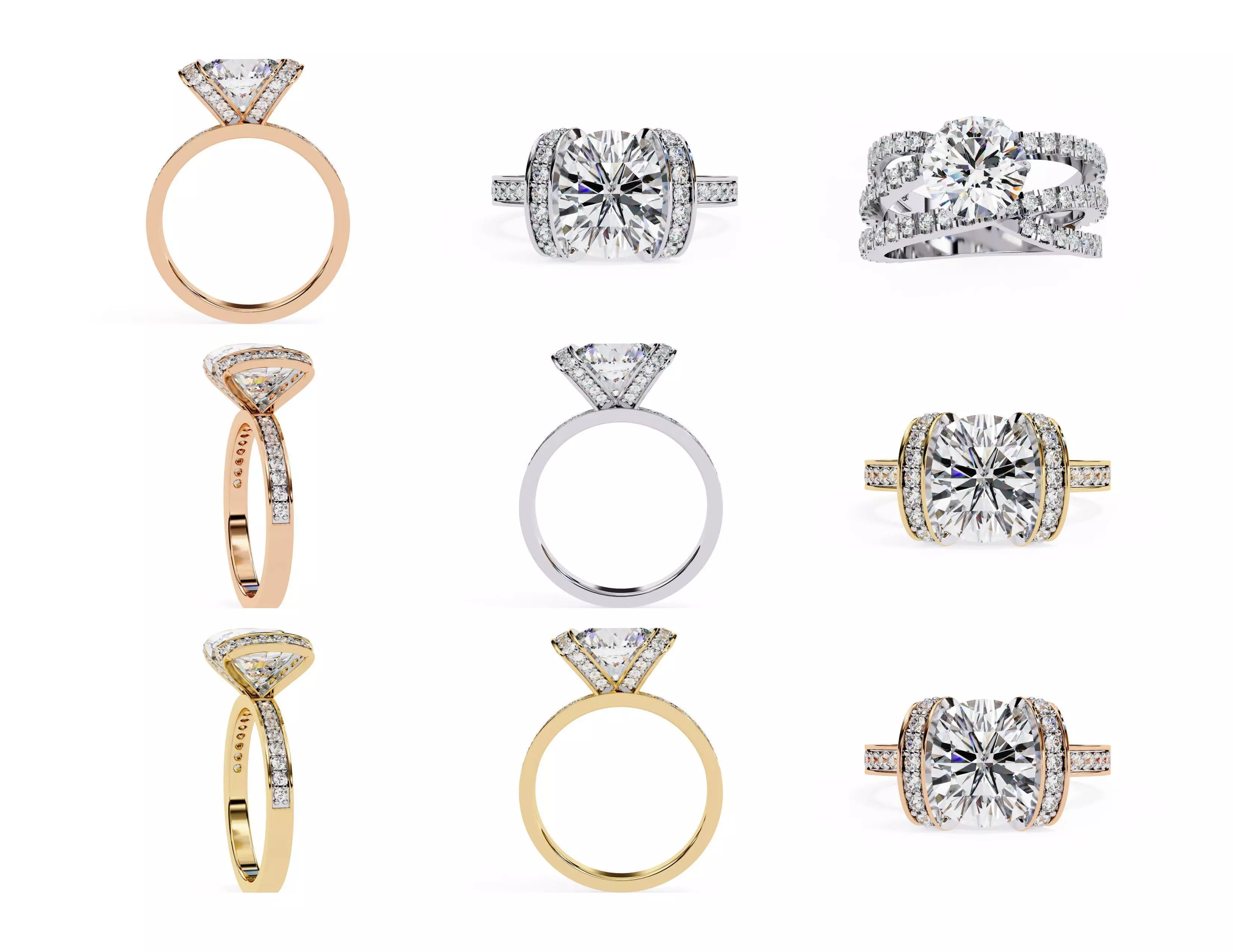 3D Diamond Rings Pack  60 Models 3D print model_12