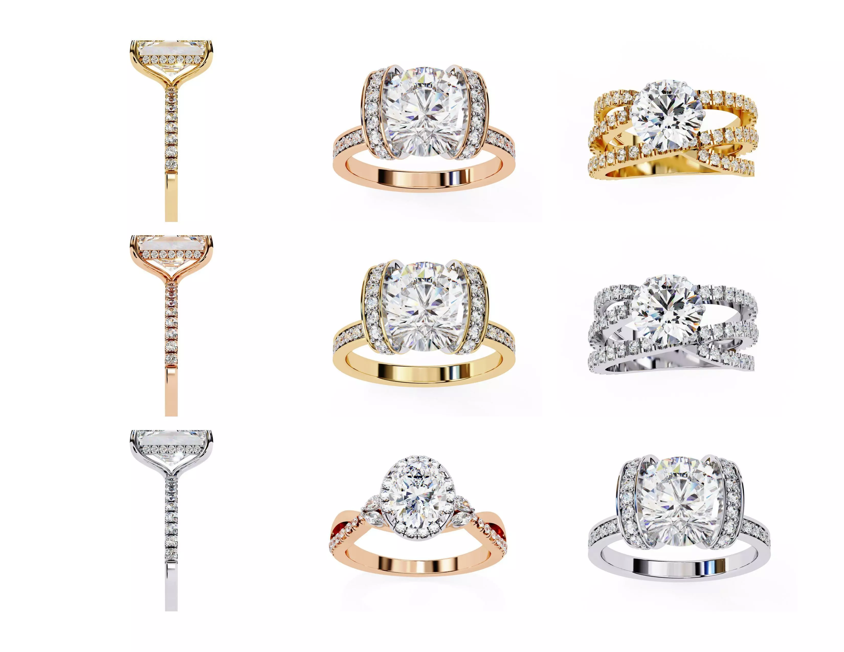 3D Diamond Rings Pack  60 Models 3D print model_9