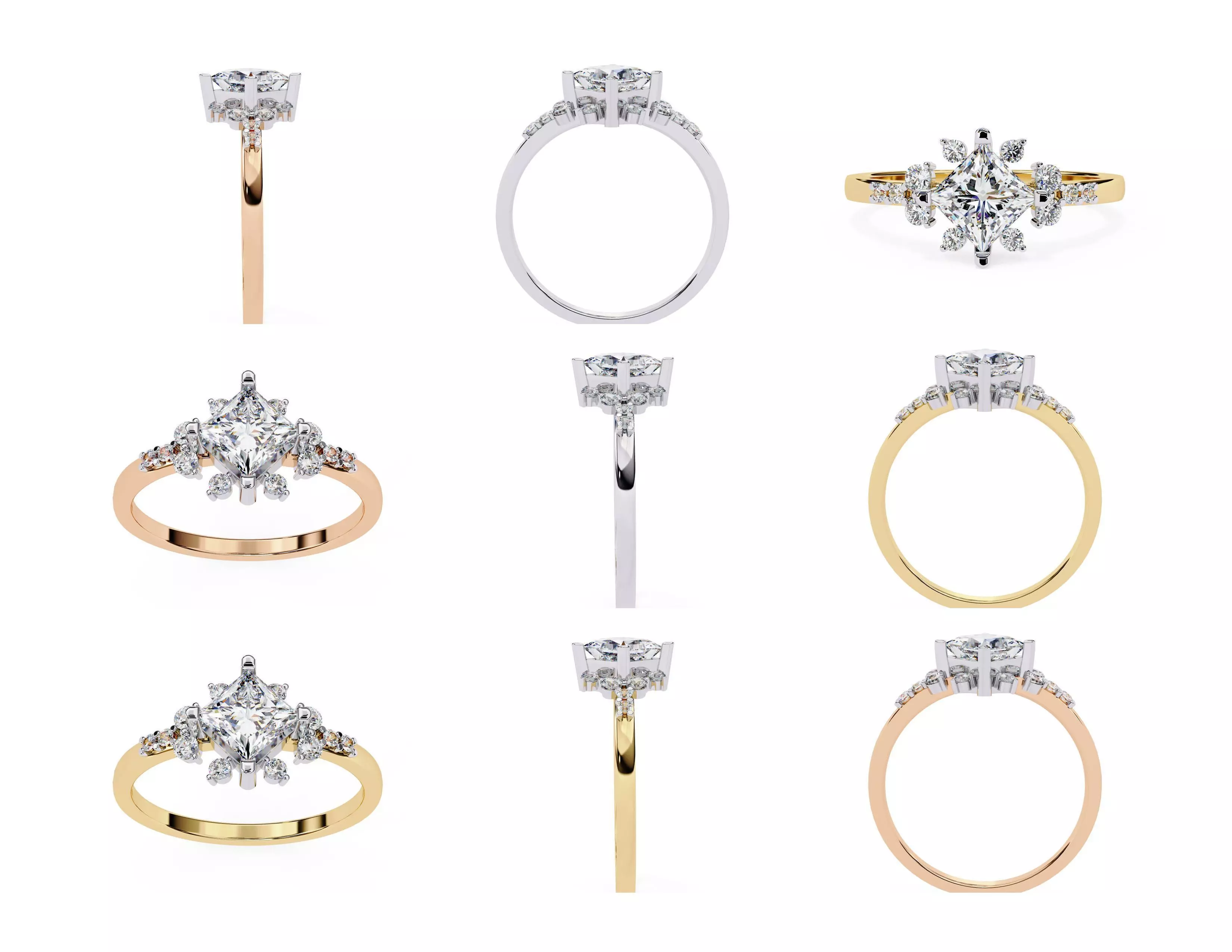 3D Diamond Rings Pack  60 Models 3D print model_16