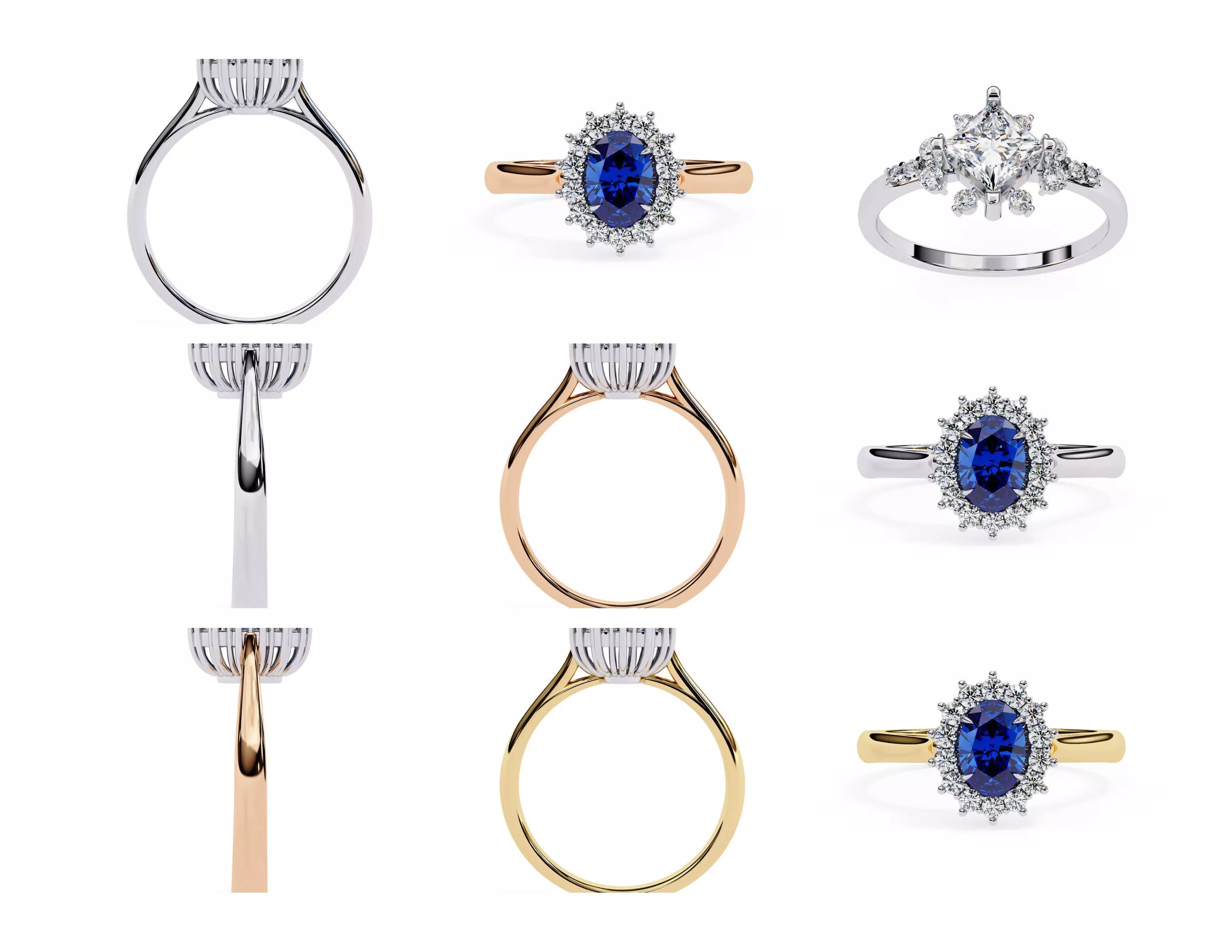 3D Diamond Rings Pack  60 Models 3D print model_15