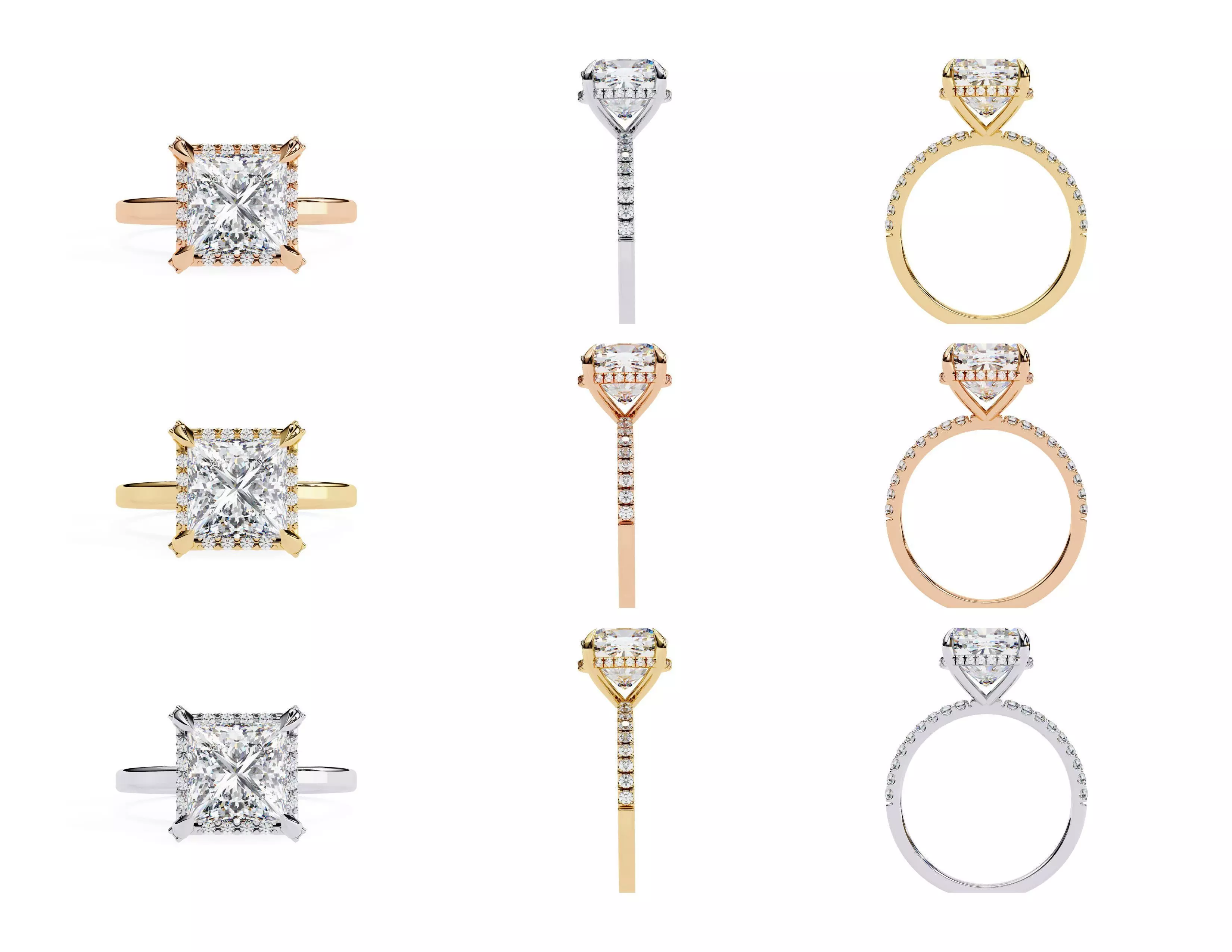 3D Diamond Rings Pack  60 Models 3D print model_5