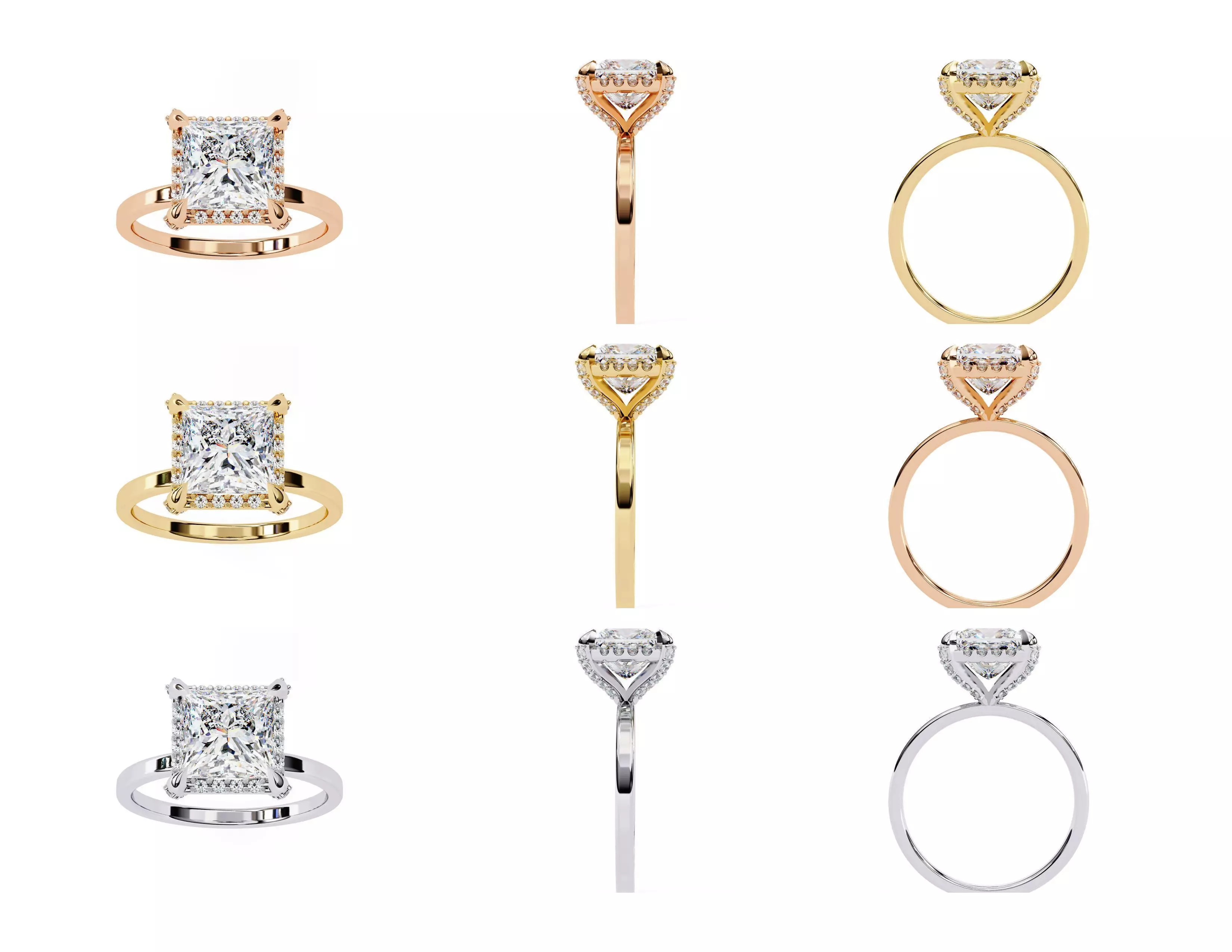 3D Diamond Rings Pack  60 Models 3D print model_4