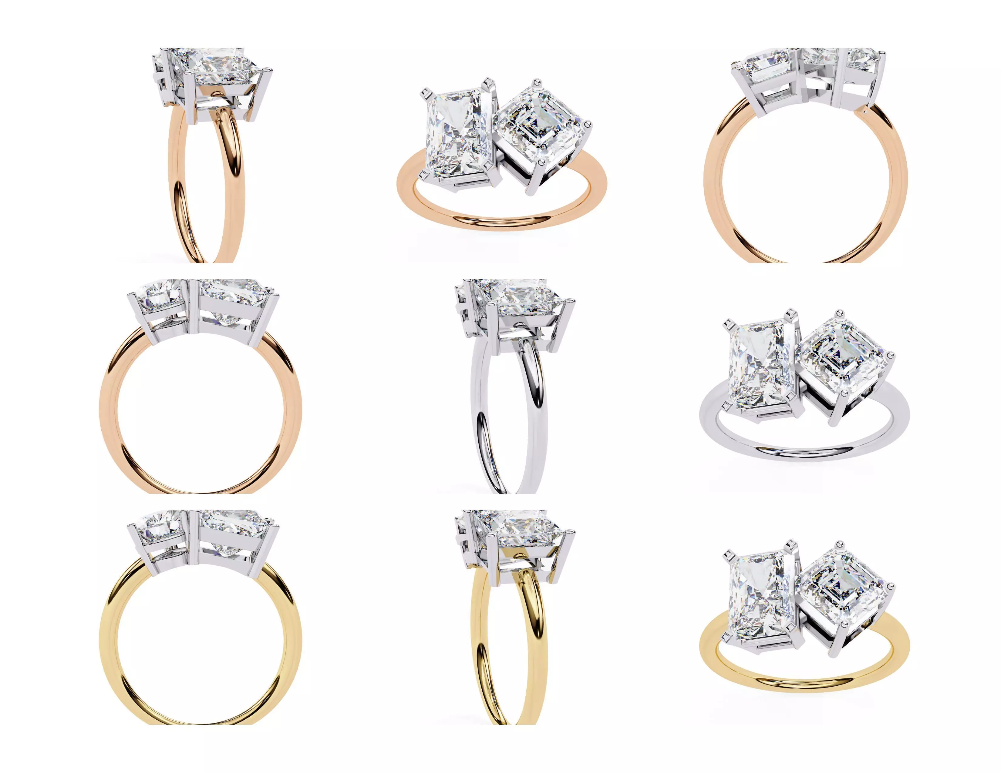 3D Diamond Rings Pack  60 Models 3D print model_22