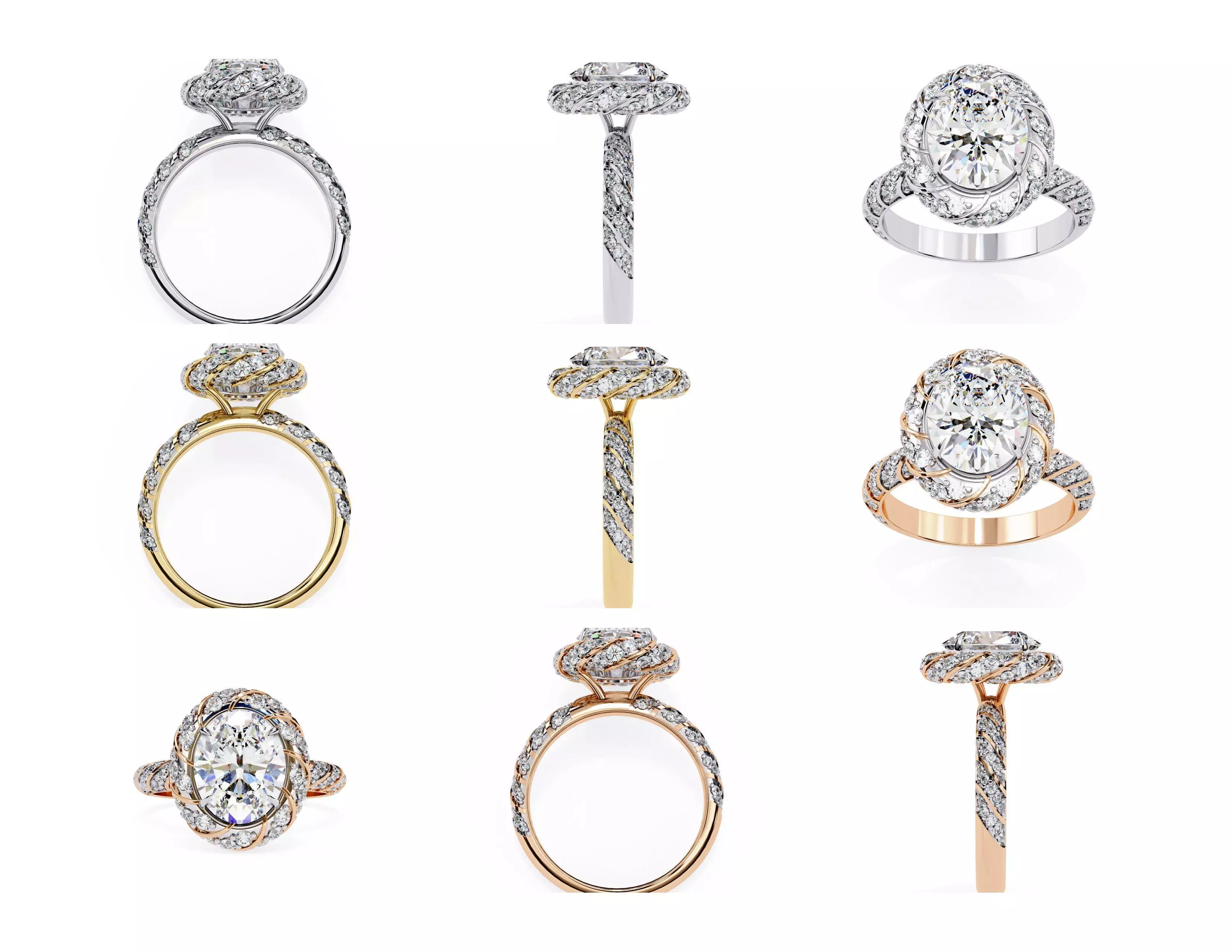 3D Diamond Rings Pack  60 Models 3D print model_31