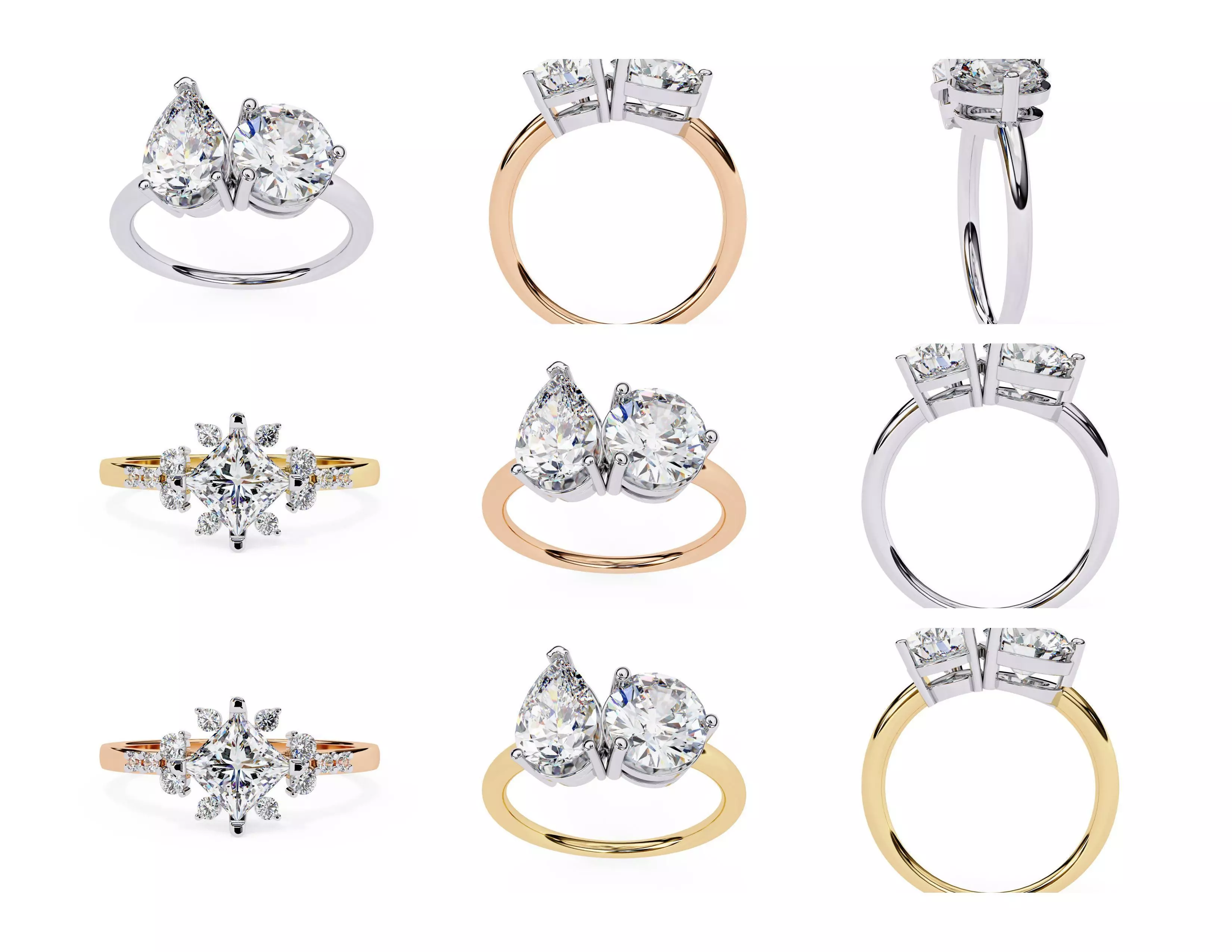 3D Diamond Rings Pack  60 Models 3D print model_17