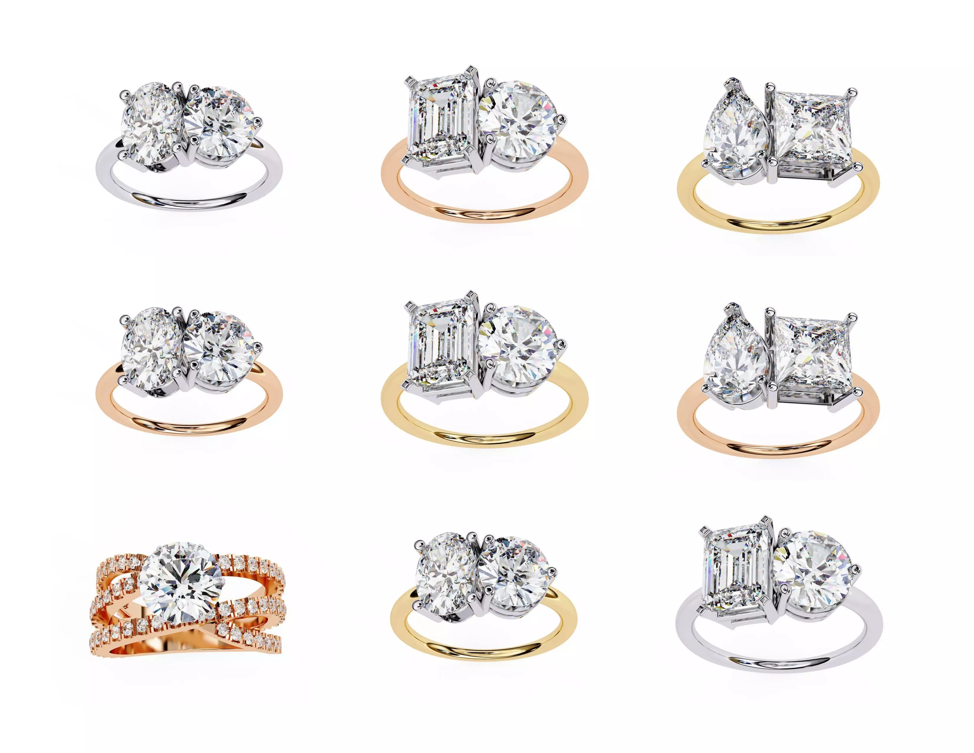 3D Diamond Rings Pack  60 Models 3D print model_10