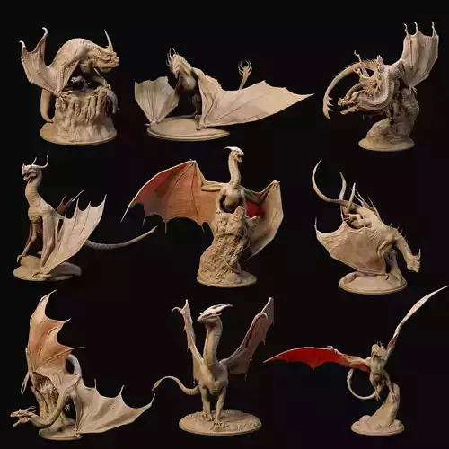 Dragon and Wyvern set pre-supported