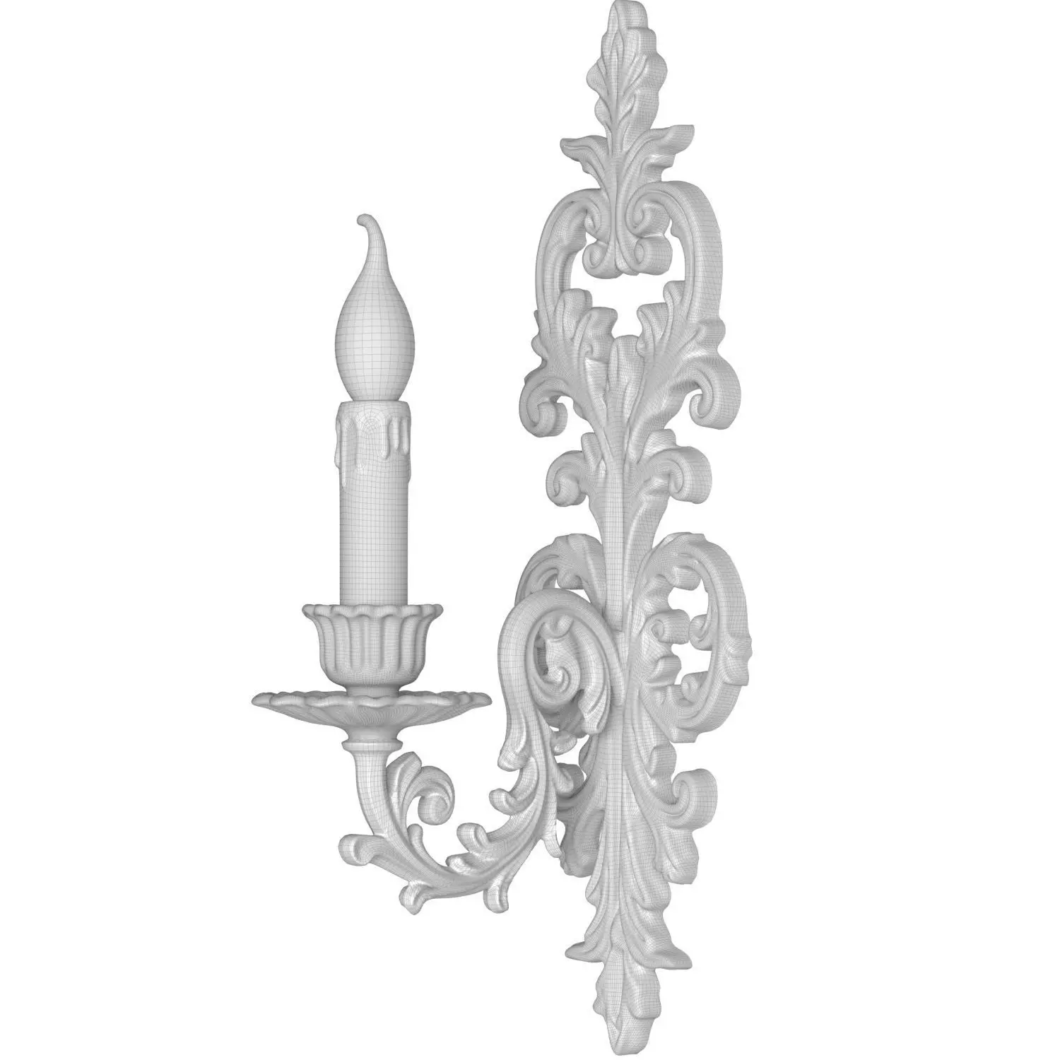 Golden Antique Tall Sconce Classic Style Wall Lamp Candlestick 3D model_3