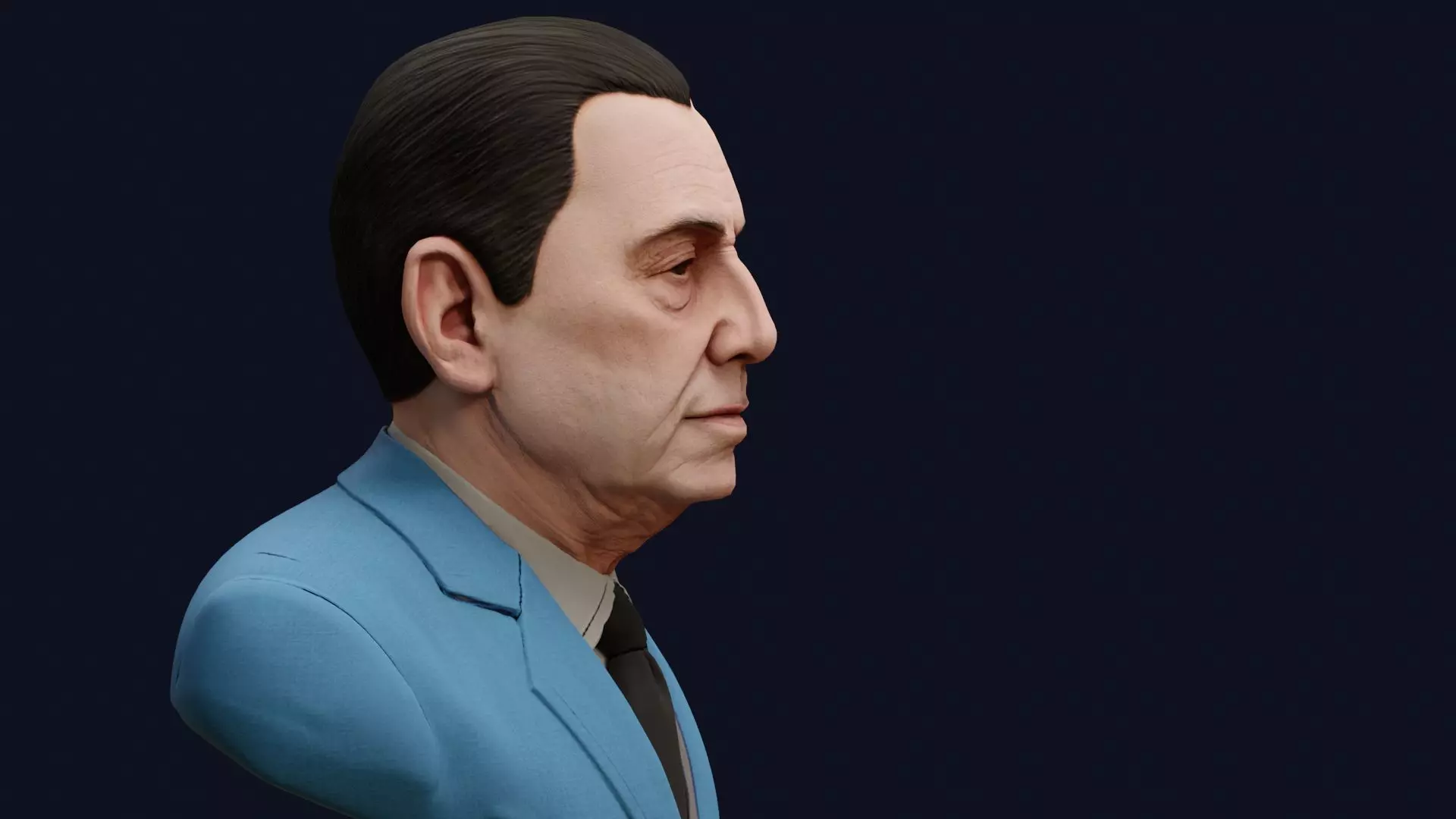 Juan Domingo Peron High Quality Renderable PBR Bust Low-poly 3D model_10