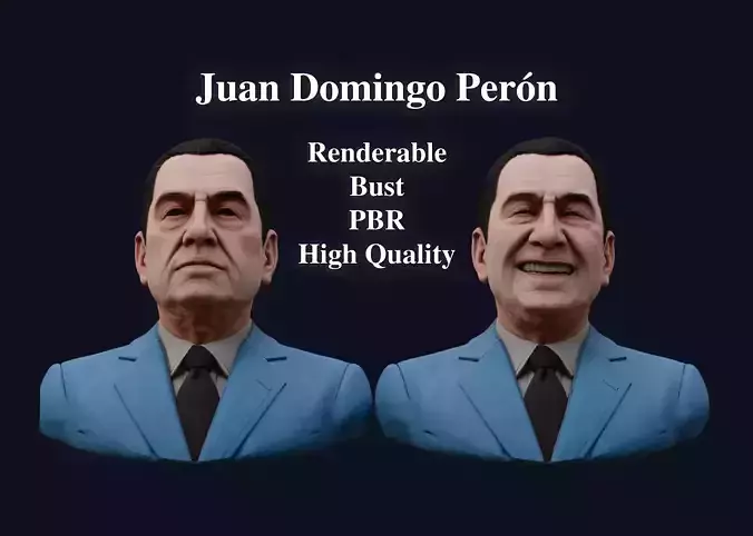 Juan Domingo Peron High Quality Renderable PBR Bust