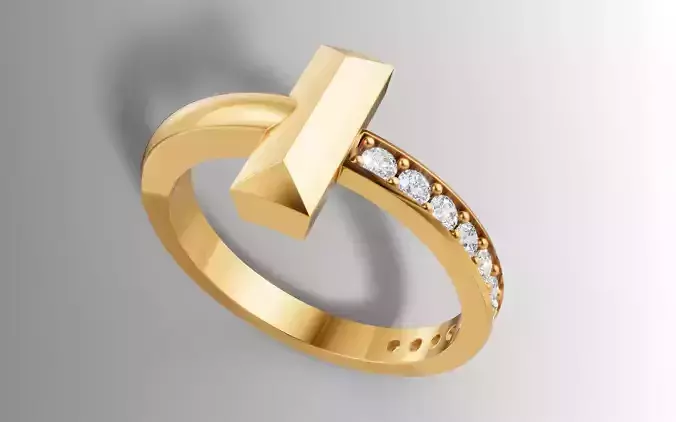 Tiffany Style T Diamond Ring 3D Model STL 3DM  Band CAD File