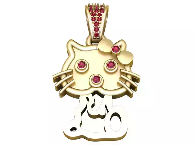 Cute Kitty Face Pendant 3D Printable Model