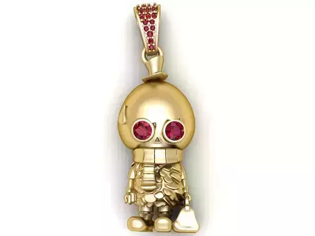 Gold Chibi Boy Charm 3D Printable Jewelry Model