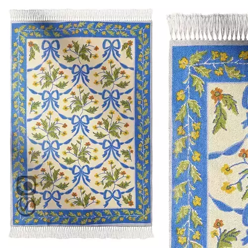 Bow Demask Screen Printed Rug