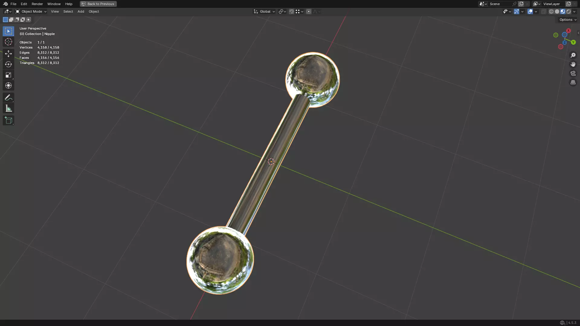 Nipple Piercing PBR 3D model_26