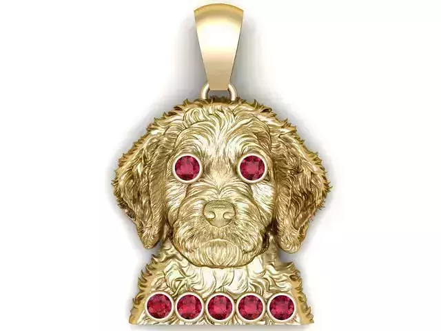 Golden Puppy Head Pendant 3D Printable Model