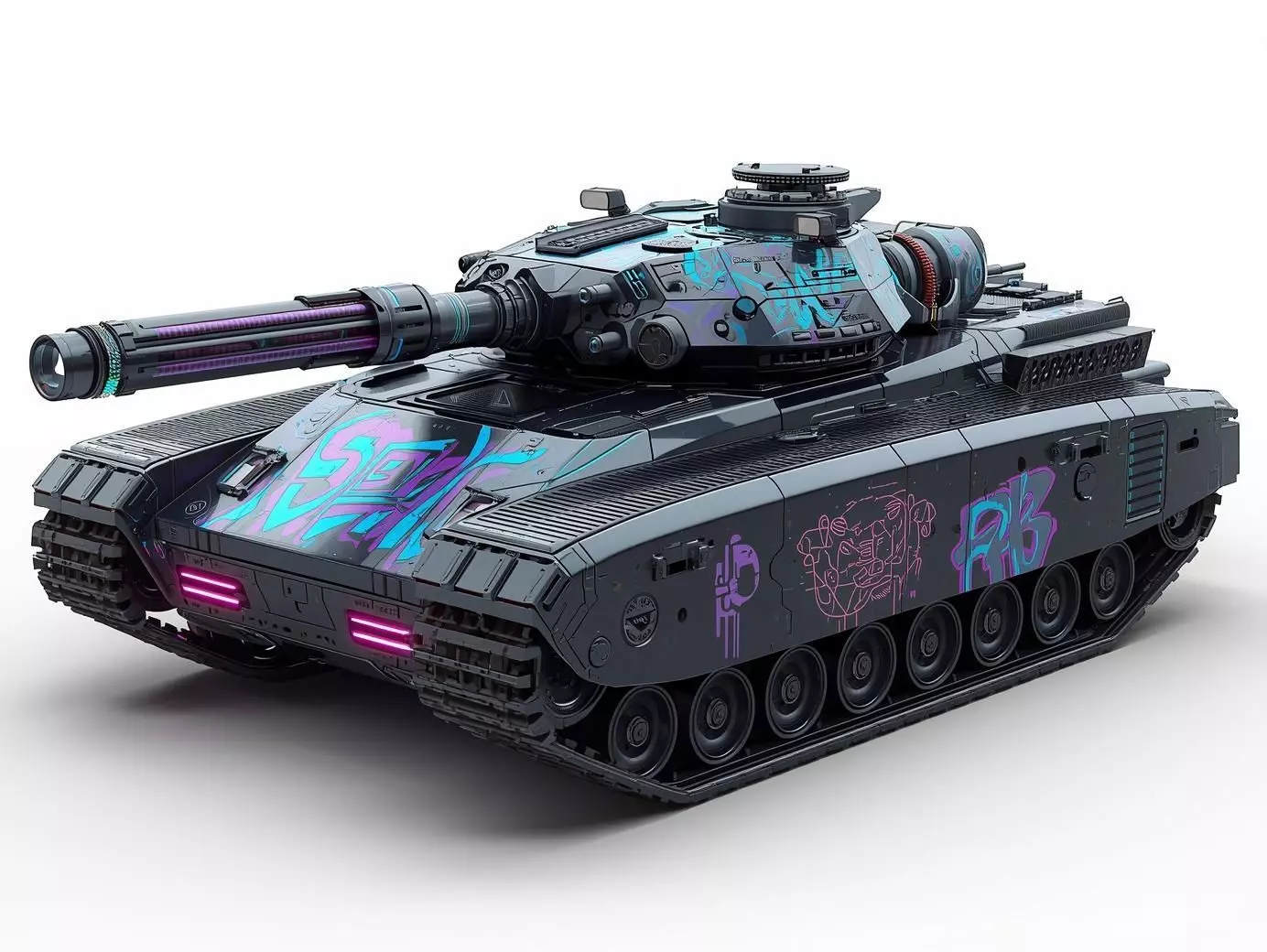 Cyberpunk Battle Tank 3D Model Urban War Machine Low-poly 3D model_0