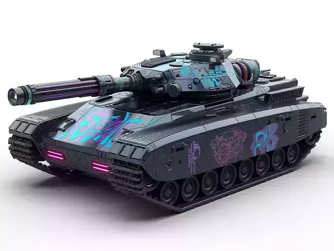Cyberpunk Battle Tank 3D Model Urban War Machine Low-poly 3D model Cyberpunk Battle Tank 3D Model Urban War Machine Low-poly 3D model