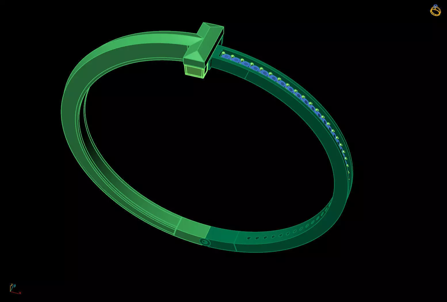 Tiffany Style T Diamond Bangle Bracelet CAD File 3D print model_7