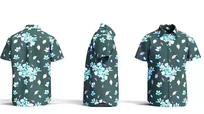 Mens Floral Hawaiian Shirt With Short Sleeves