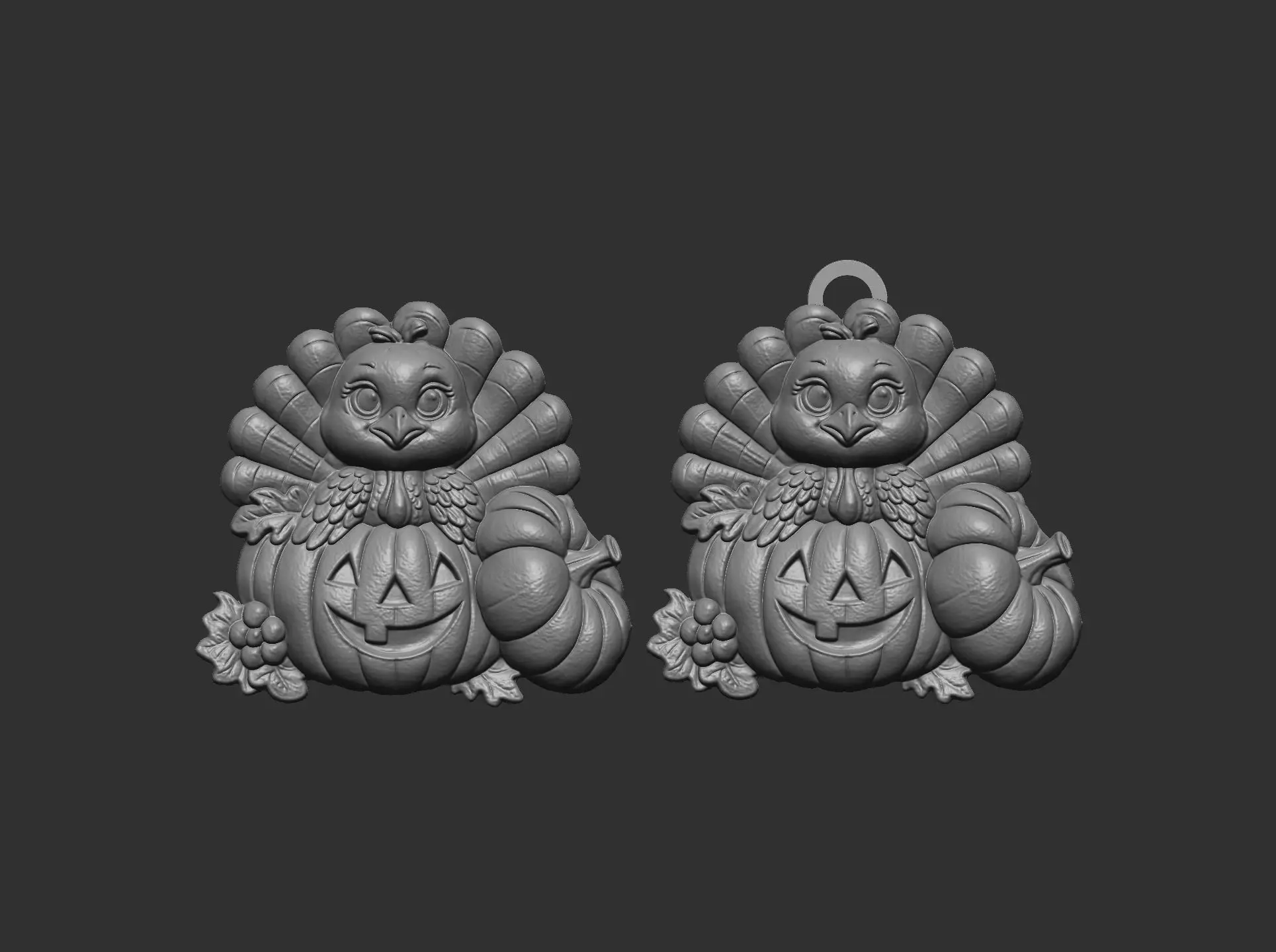 turkey with pumpkin cncmodel keychain thanksgiving 3D print model_10