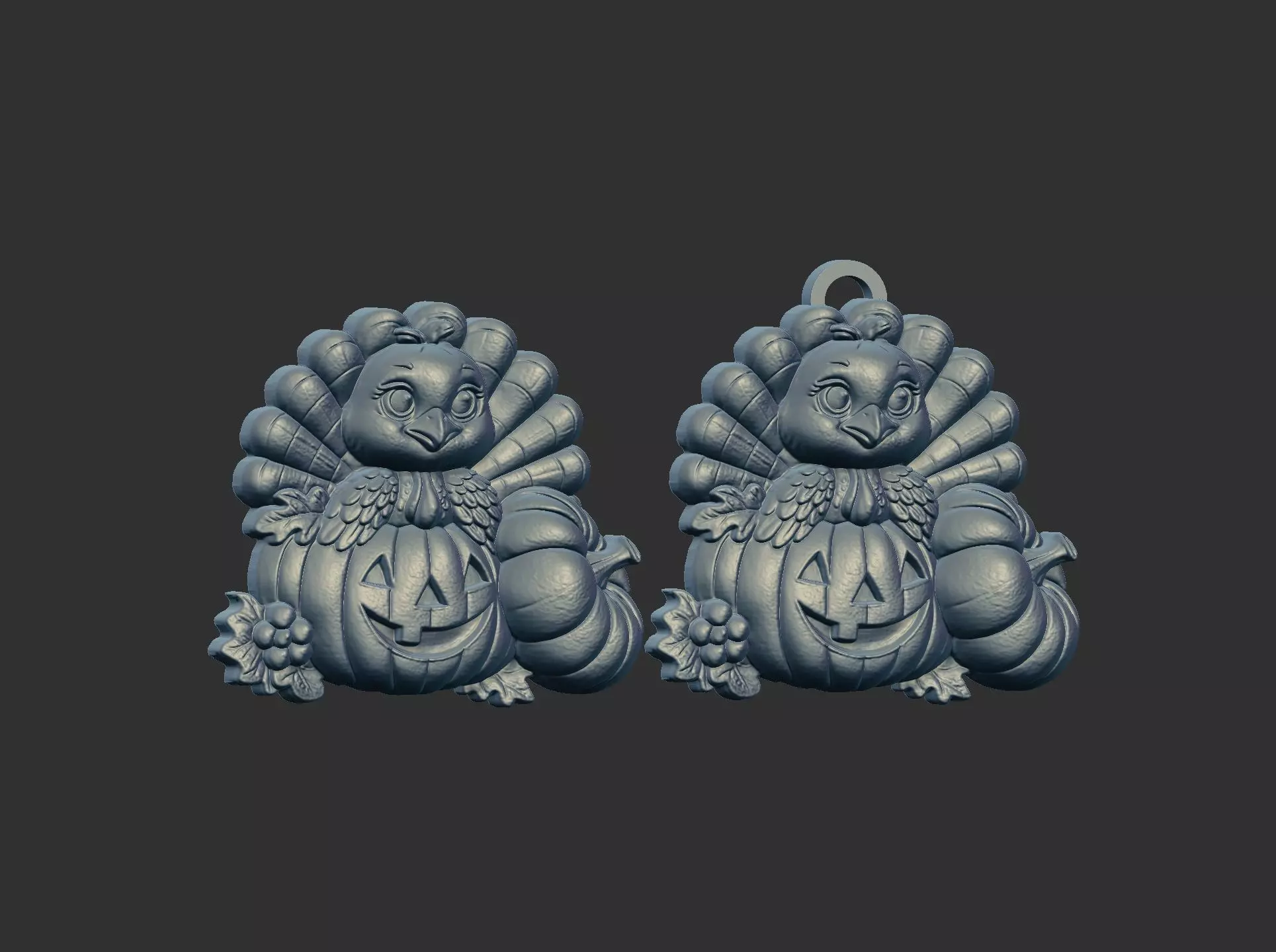 turkey with pumpkin cncmodel keychain thanksgiving 3D print model_17