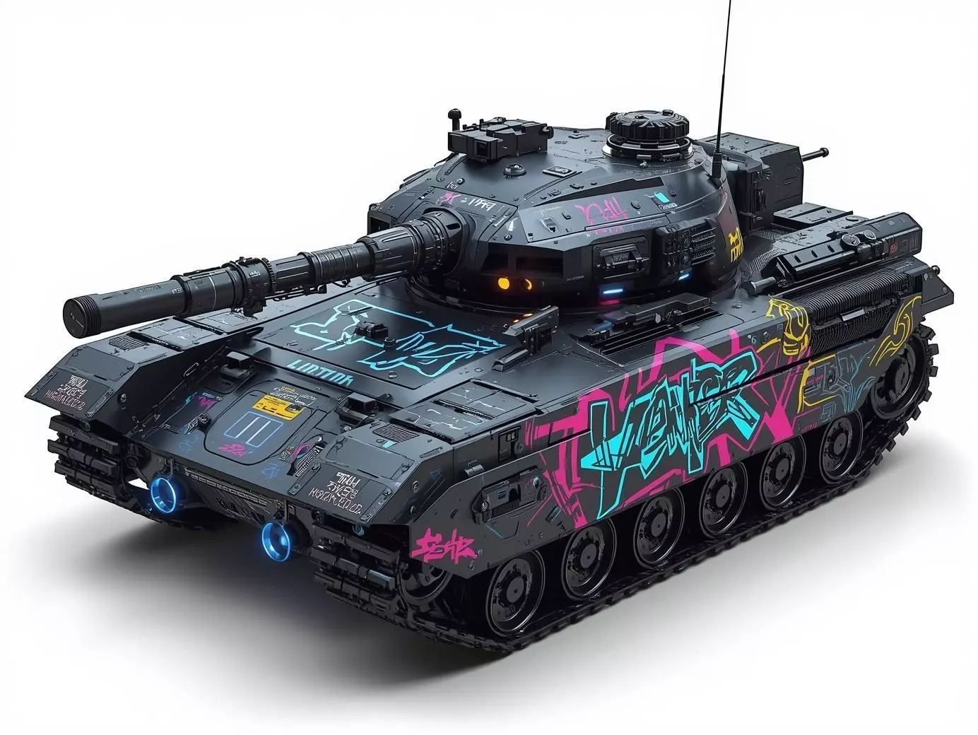 Cyberpunk Battle Tank 3D Model Urban Assault Vehicle Low-poly 3D model_0