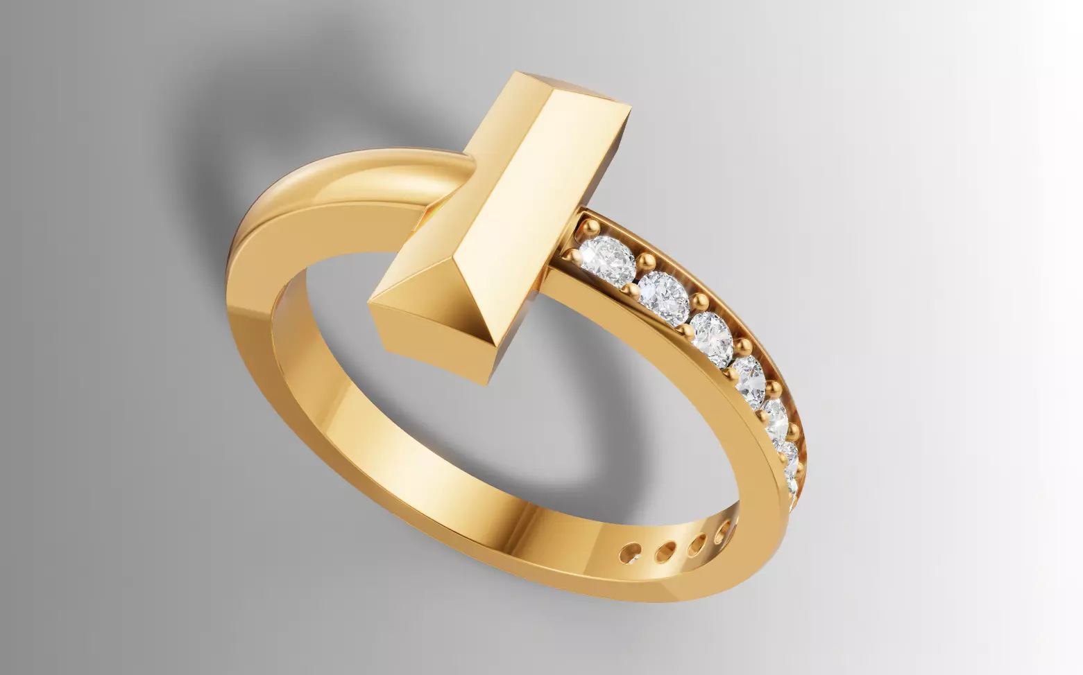 Tiffany Style T Diamond Ring Bangle Jewelry Set Cad File 3D print model_9