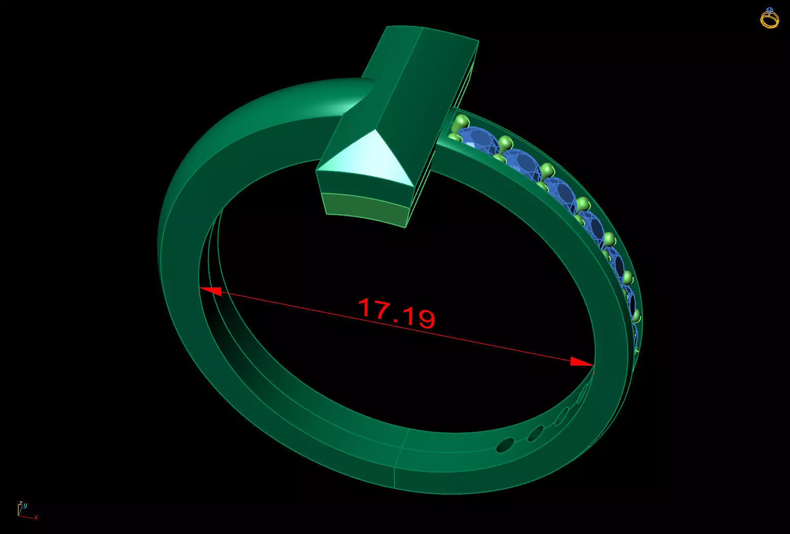 Tiffany Style T Diamond Ring Bangle Jewelry Set Cad File 3D print model_25