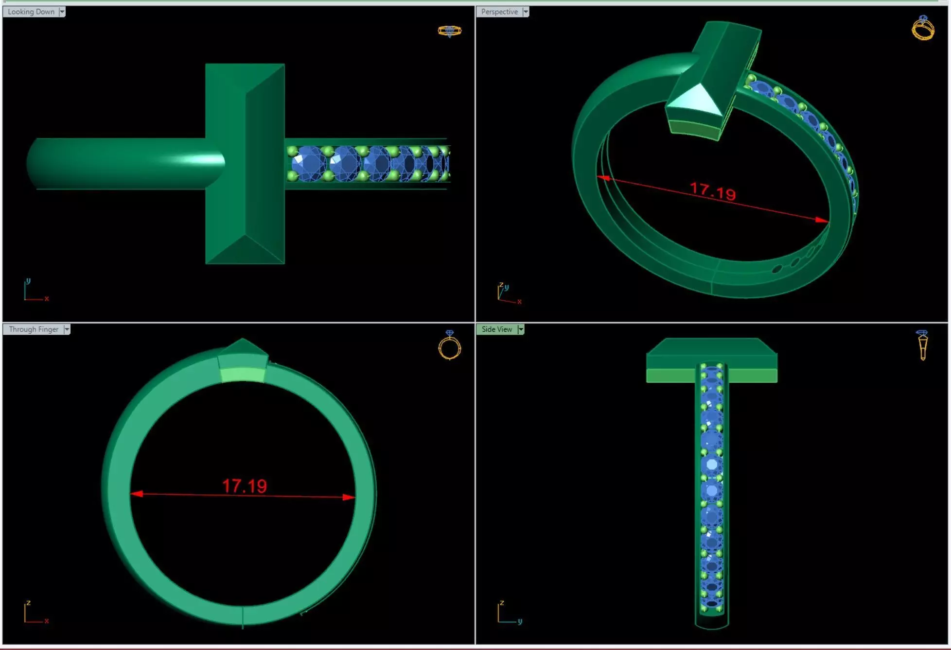 Tiffany Style T Diamond Ring Bangle Jewelry Set Cad File 3D print model_21