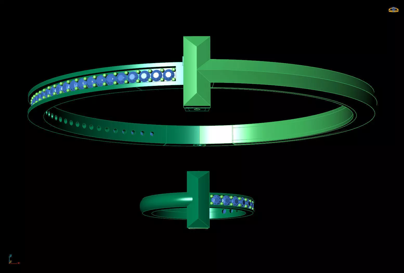 Tiffany Style T Diamond Ring Bangle Jewelry Set Cad File 3D print model_22