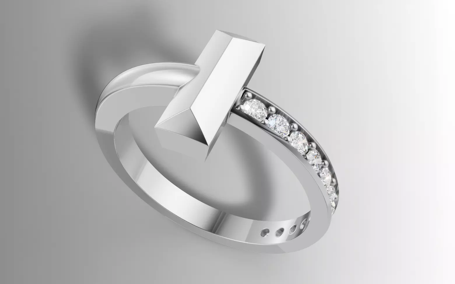 Tiffany Style T Diamond Ring Bangle Jewelry Set Cad File 3D print model_12