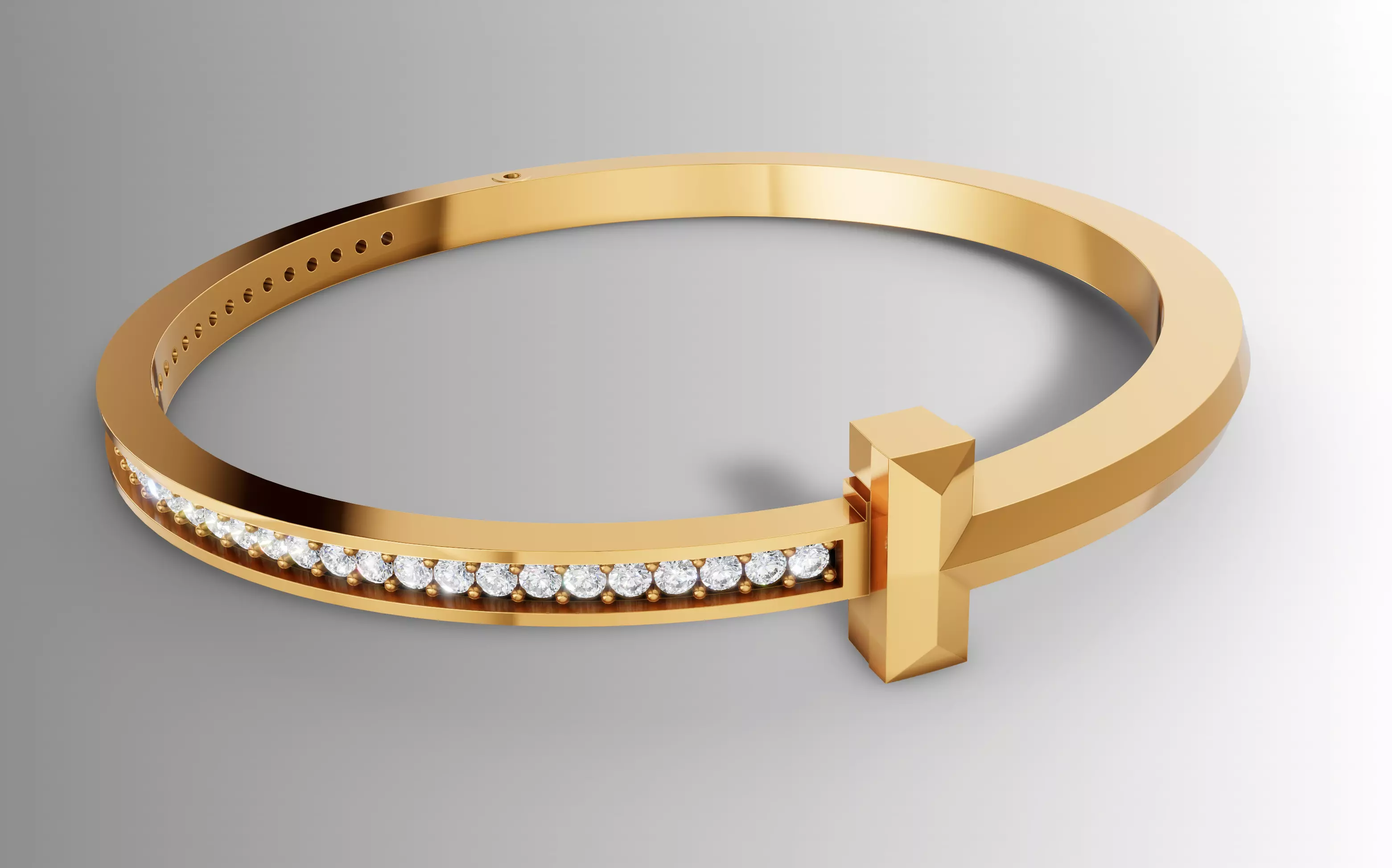 Tiffany Style T Diamond Ring Bangle Jewelry Set Cad File 3D print model_8